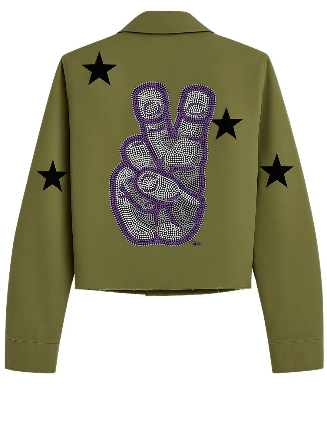 Licensed Game Day Shacket, Cropped Army Green, TCU Hand Mark