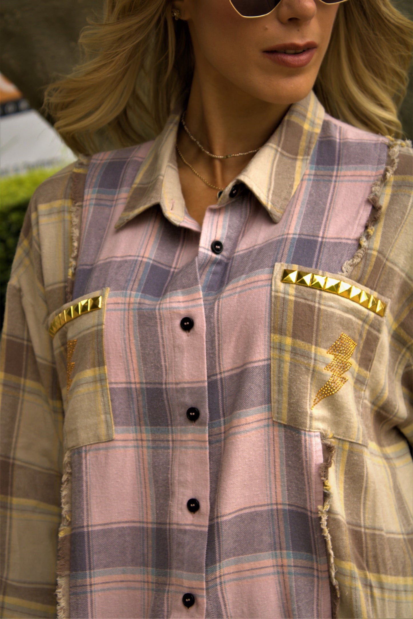 Shirt, Flannel, Gold Bolt