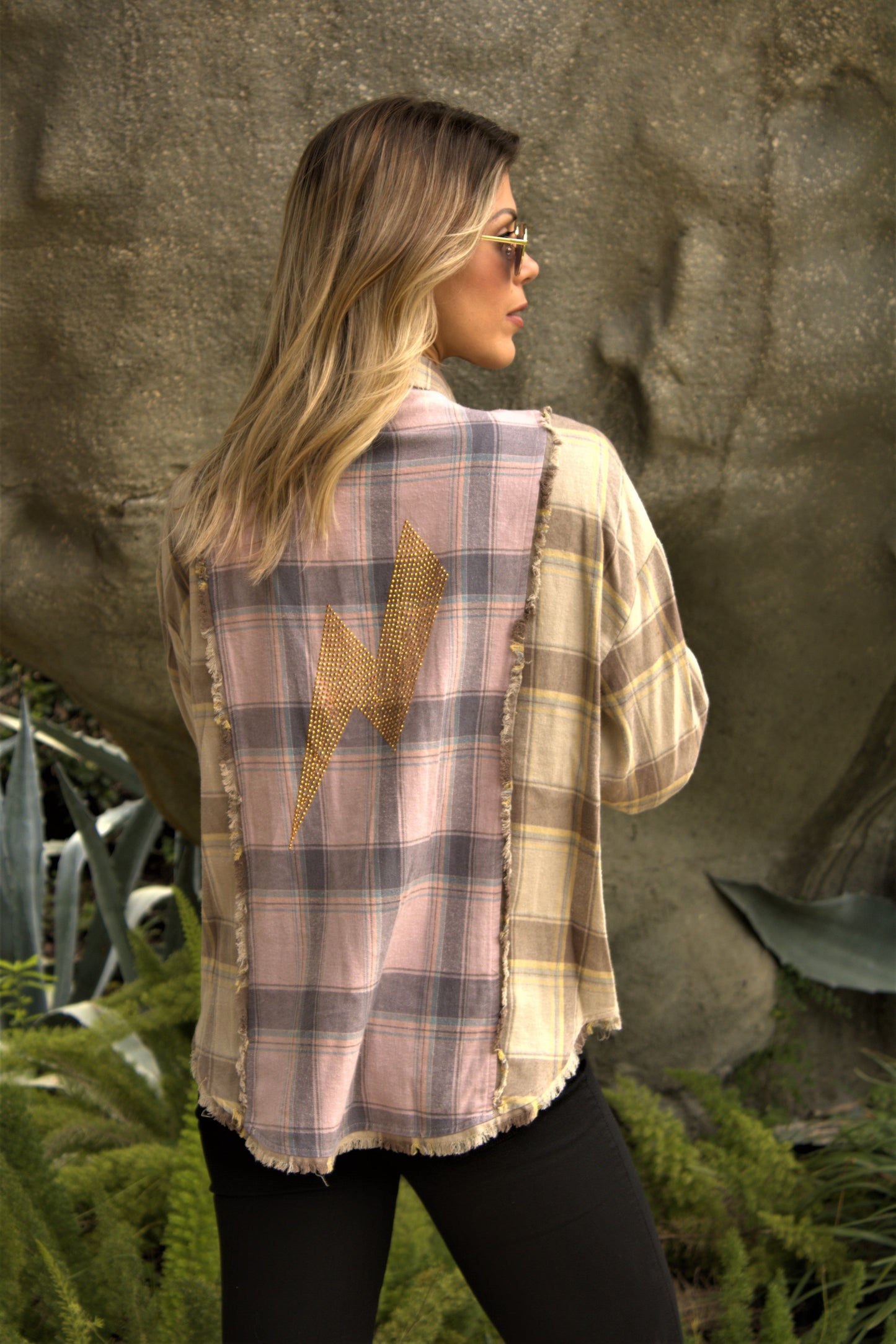 Shirt, Flannel, Gold Bolt