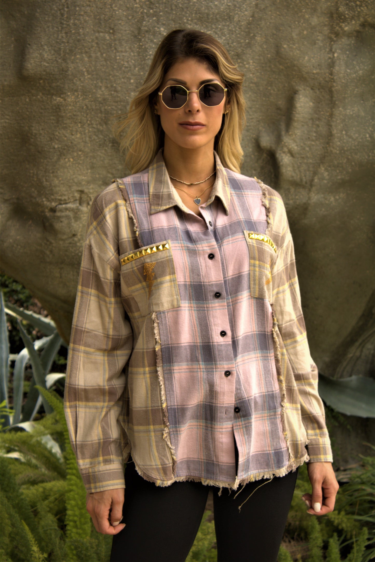 Shirt, Flannel, Gold Bolt