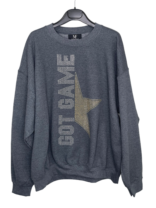 Game Day Sweatshirt, Crewneck Gray, Got Game Star