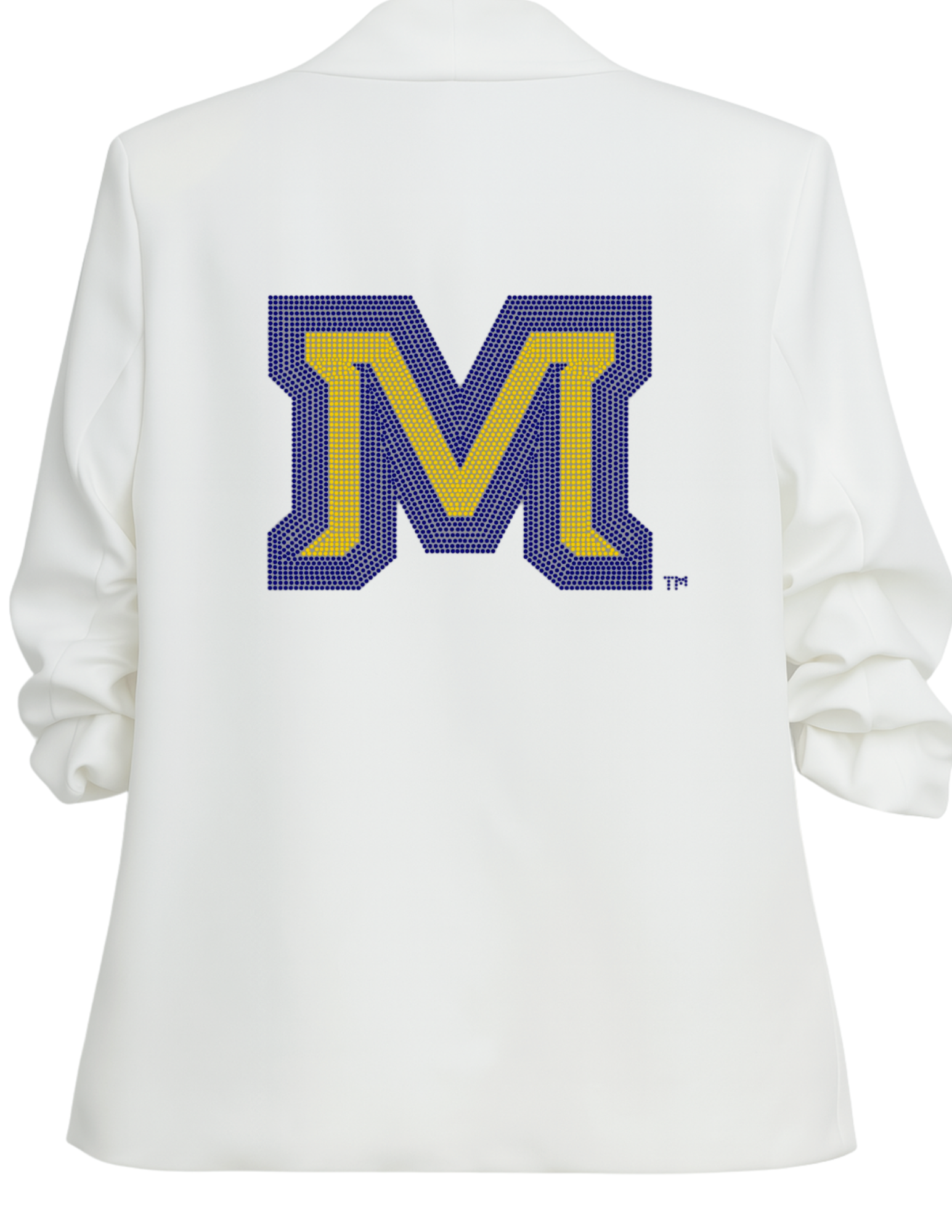 Montana State Block M White Ruched Sleeve Blazer