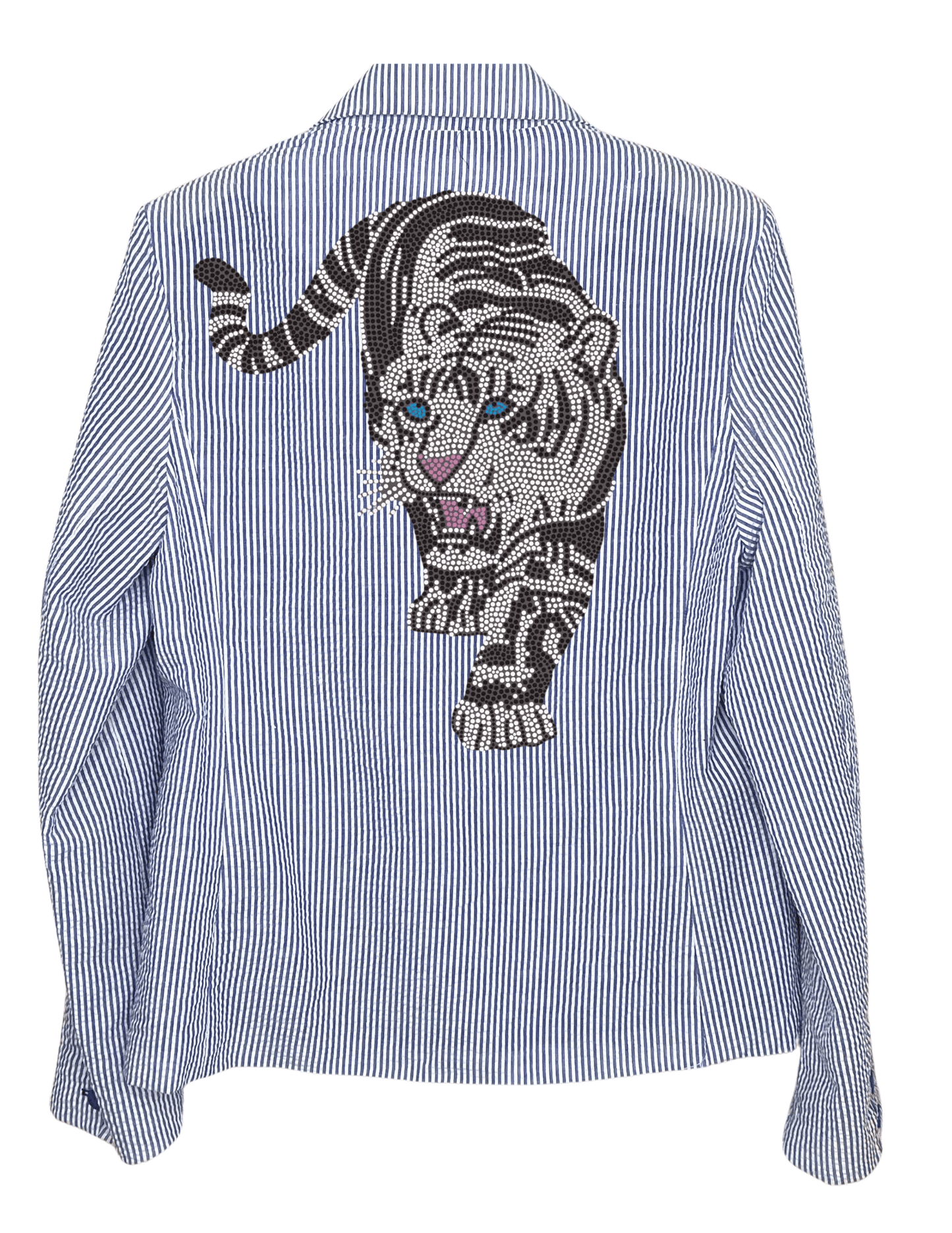 Blazer, Seersucker Blue, Silver Walking Tiger