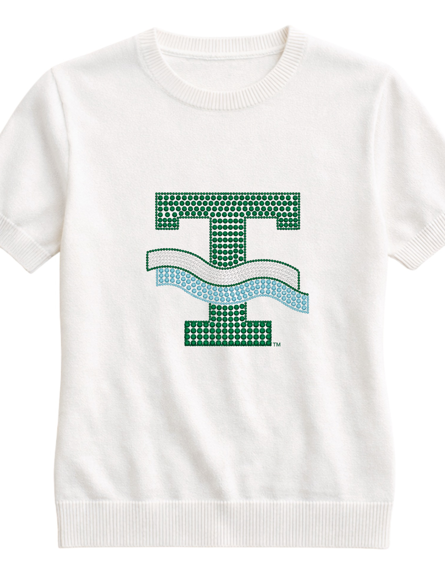 Tulane Vintage Big T Ivory Crewneck Short Sleeve Sweater