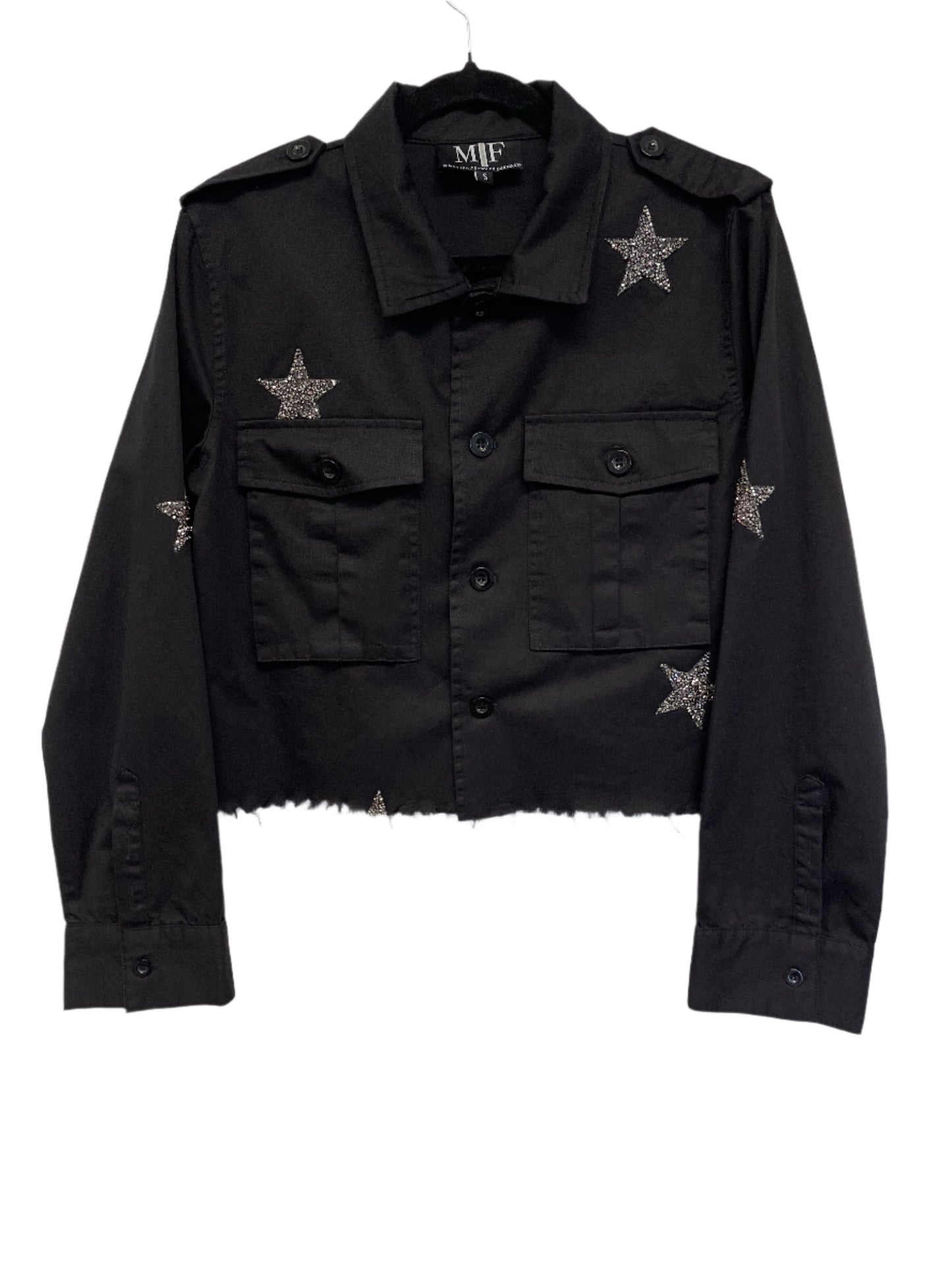 Shacket, Army Black Cropped, Gunmetal Stars