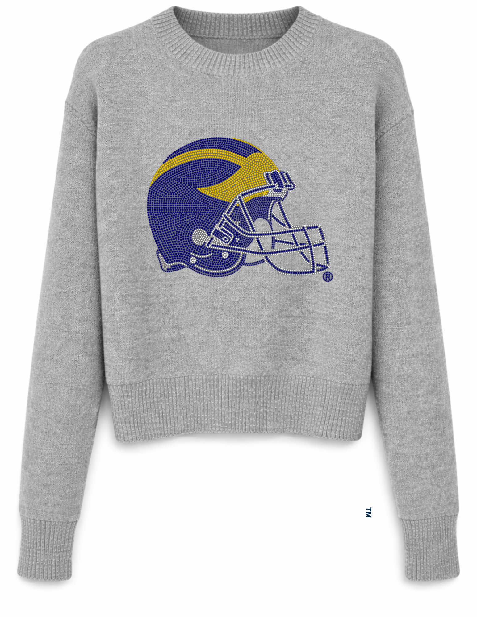 University of Michigan Helmet Gray Crewneck Sweater