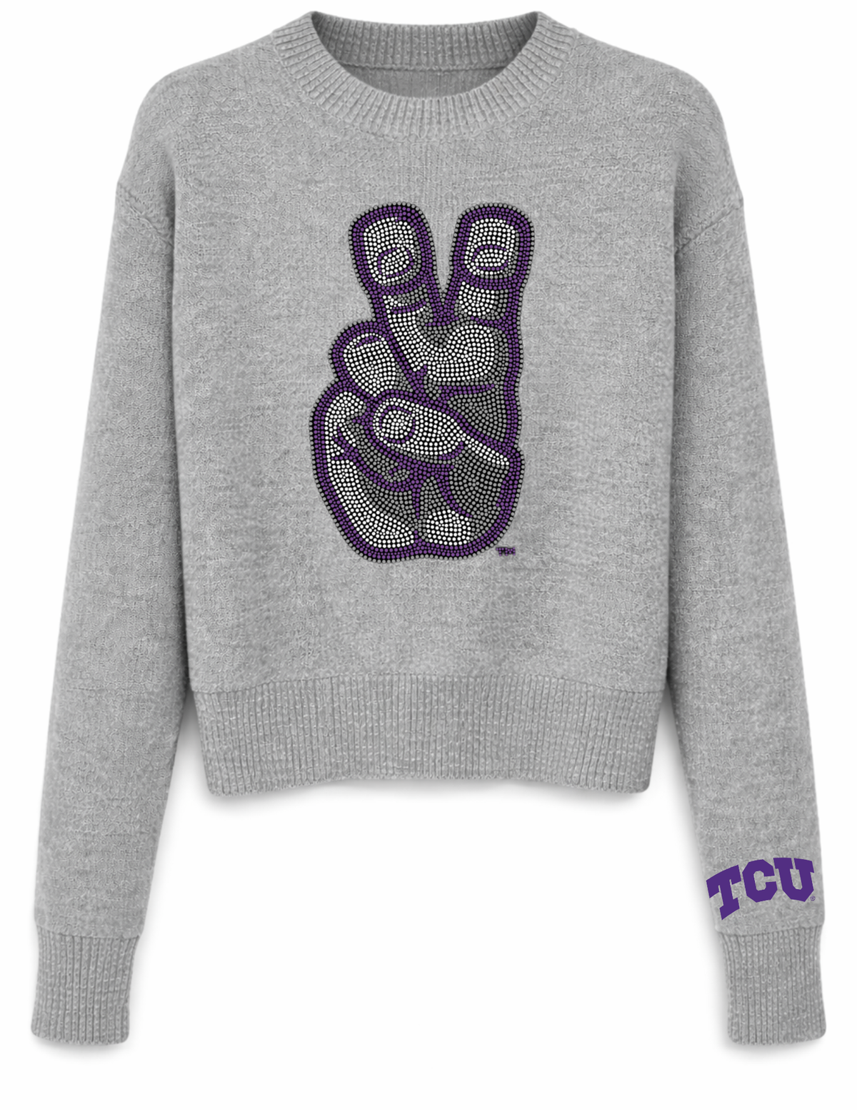 TCU Hand Gray Crewneck Sweater