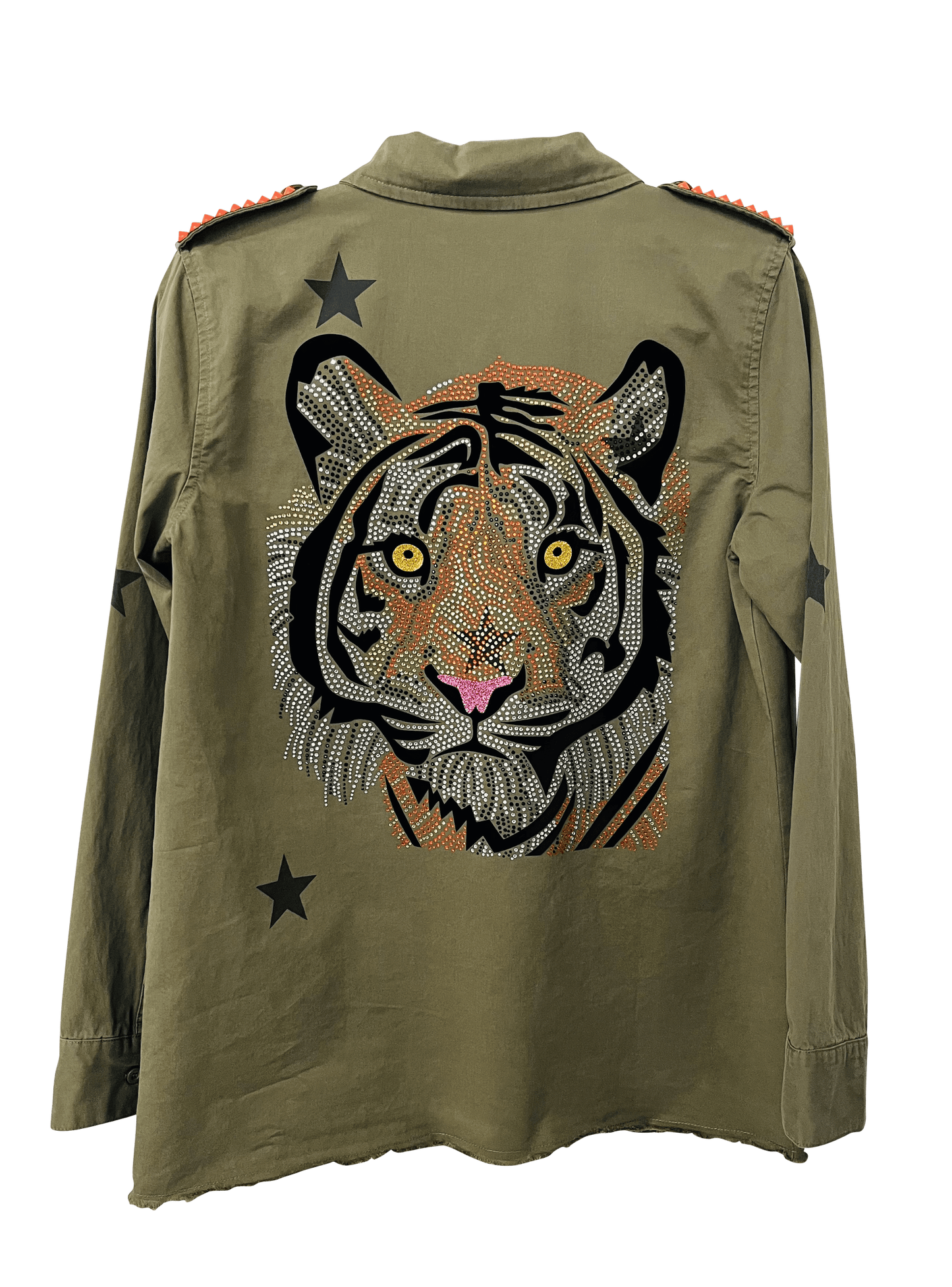 Shacket, Army Green, Tiger Face