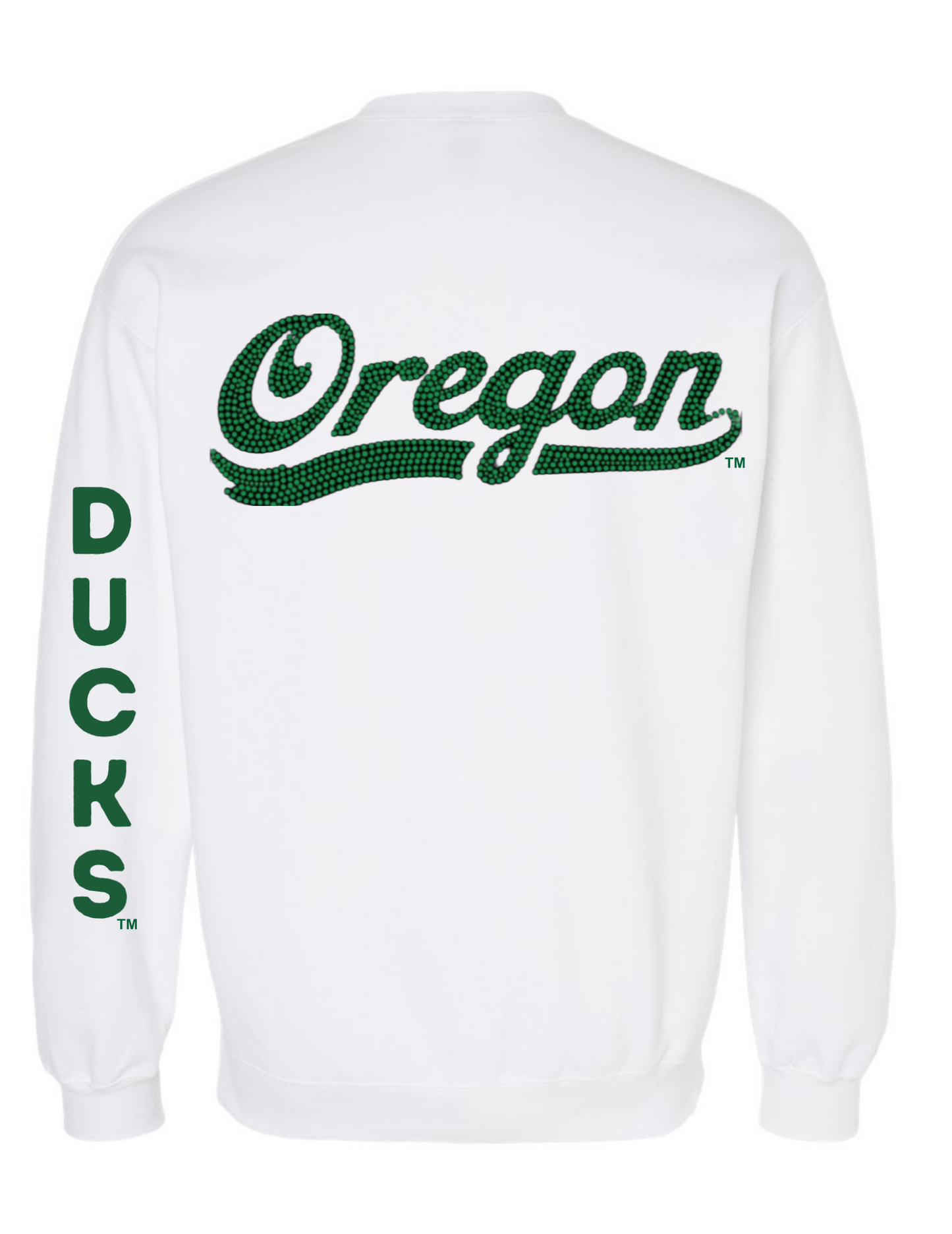 Licensed Game Day Sweatshirt, Crewneck White, University Of Oregon Script Ducks