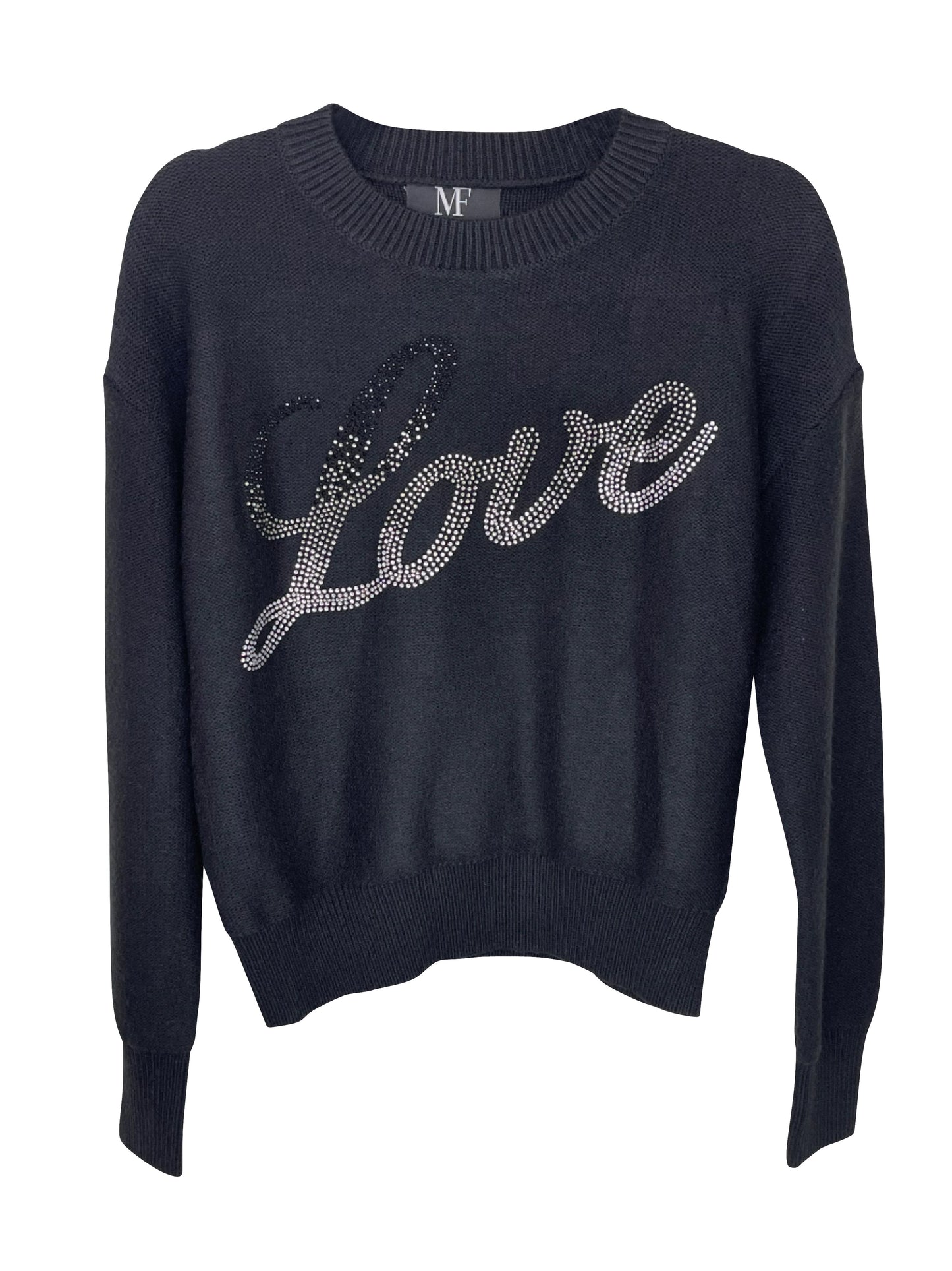Sweater, Crewneck Black, Gunmetal Love Script