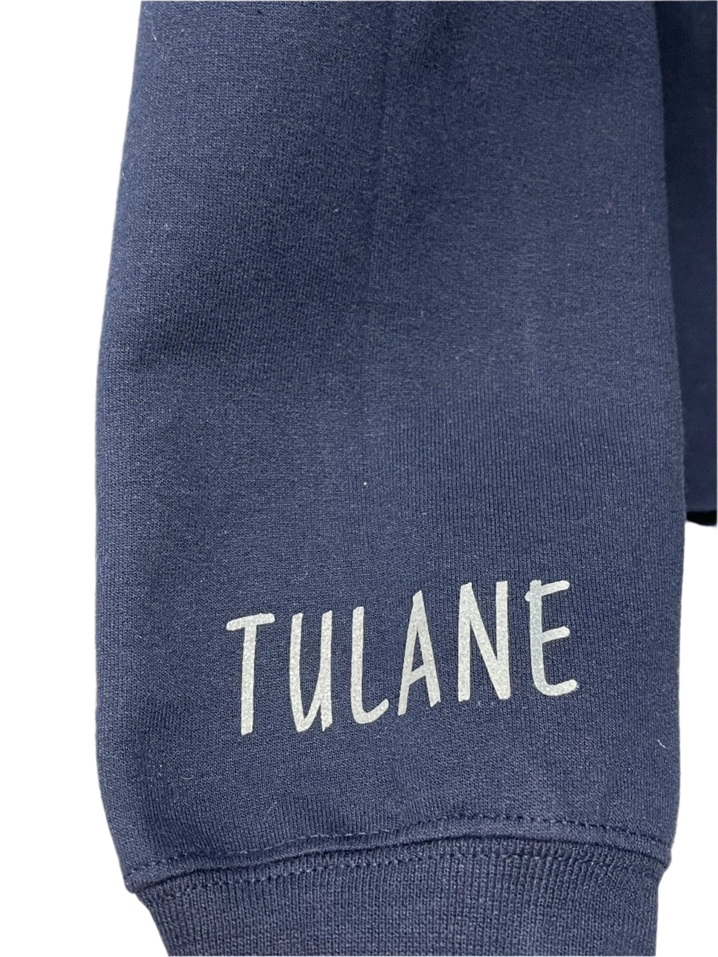 Licensed Game Day Sweatshirt, Crewneck Navy, Tulane Football & Wrist