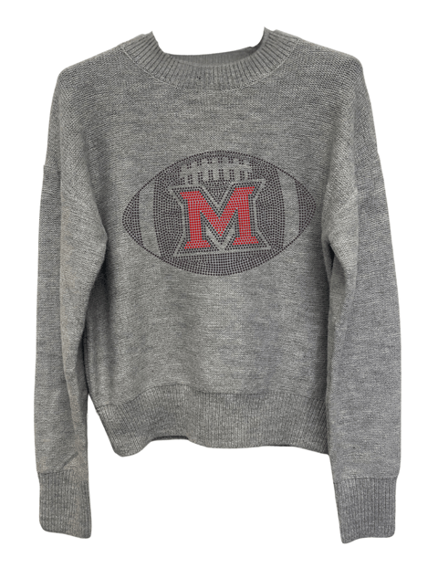 Licensed Game Day Sweater, Crewneck Gray, Miami of Ohio Football
