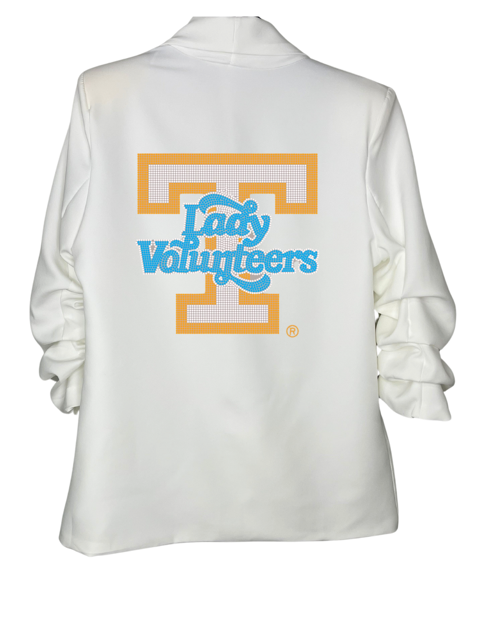Licensed Game Day Blazer, Ruched White, Tennessee Vols Lady Volunteers T