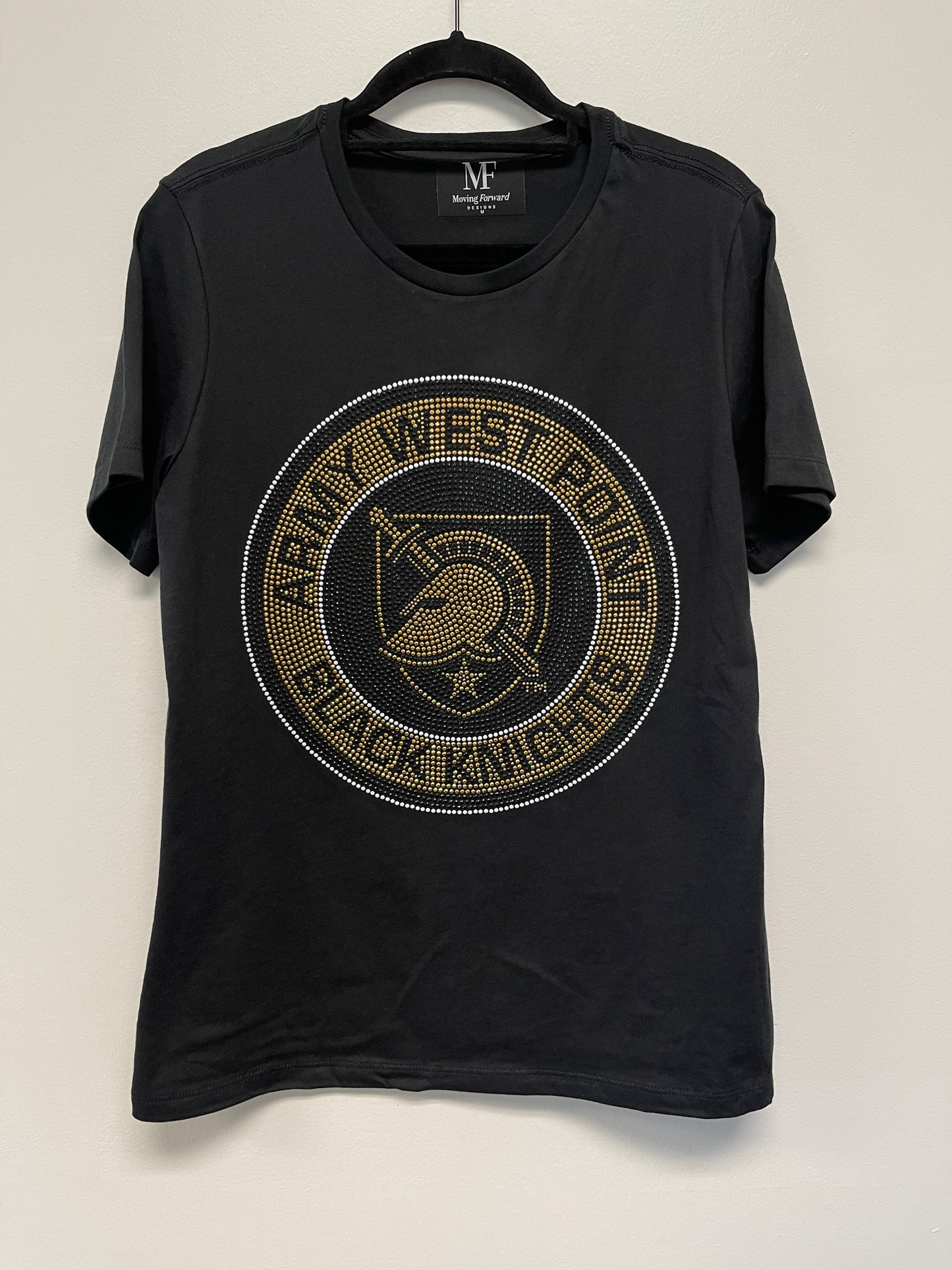 Licensed Game Day T-Shirt, Crewneck Black, Army West Point Circle Athena Shield