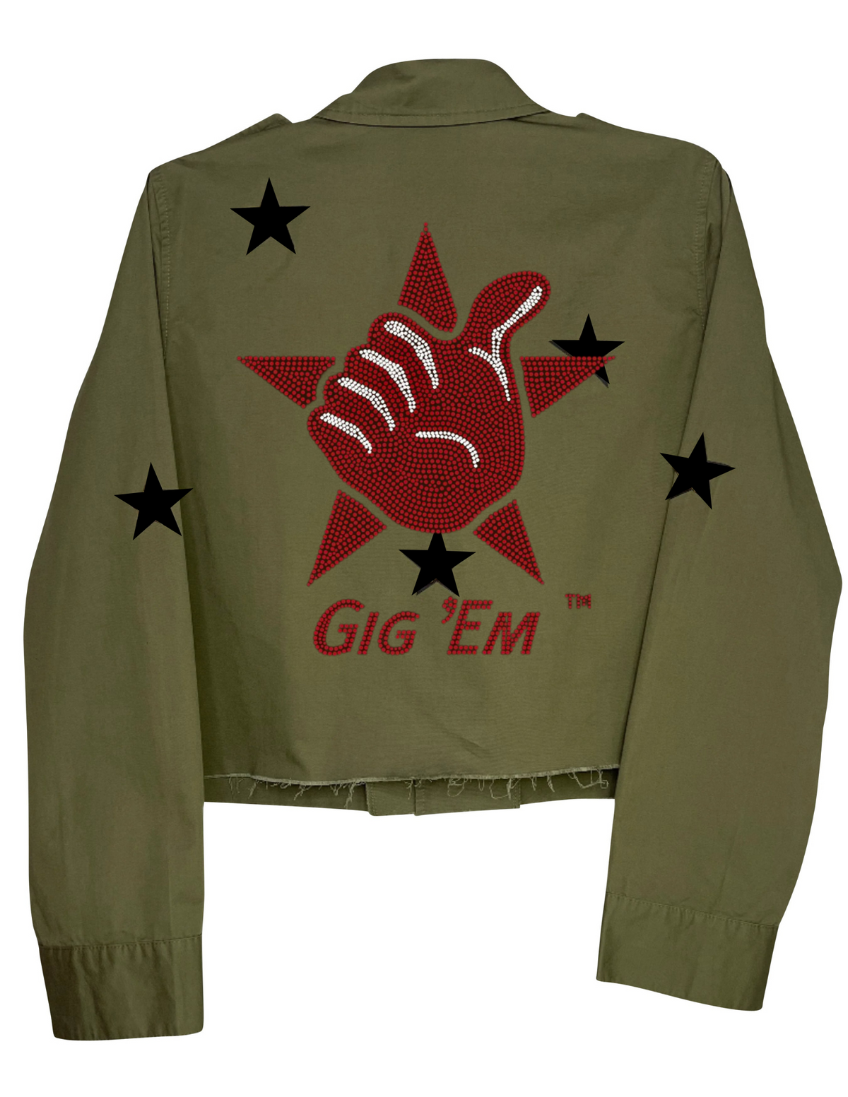 Texas A&M Gig Em Star Army Green Shacket