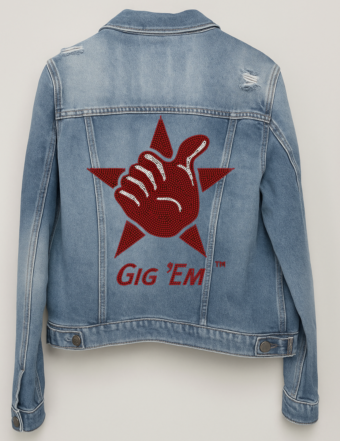 Licensed Game Day Denim, Medium Wash, Texas A&M Gig Em Hand Star