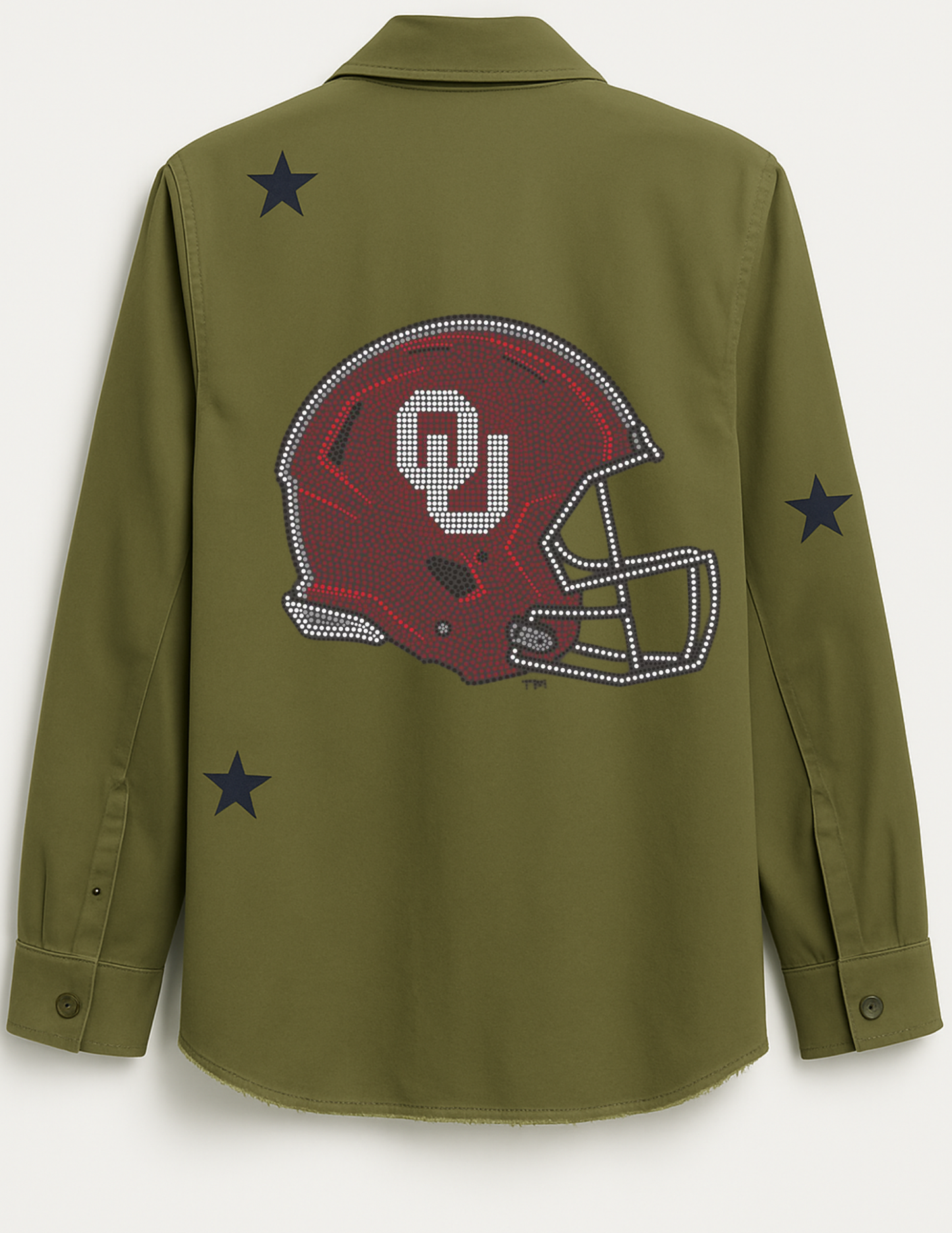 Licensed Game Day Shacket, Army Green, Univ of Oklahoma Helmet