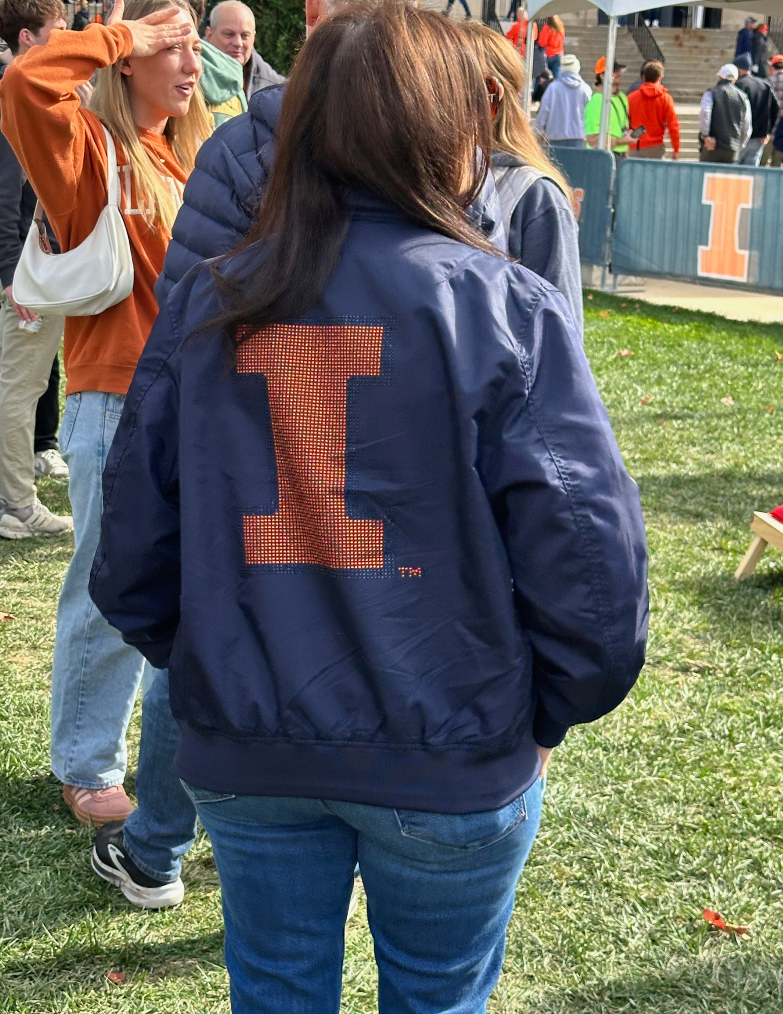 University of Illinois Orange Illinois Block Lettering Navy Bomber