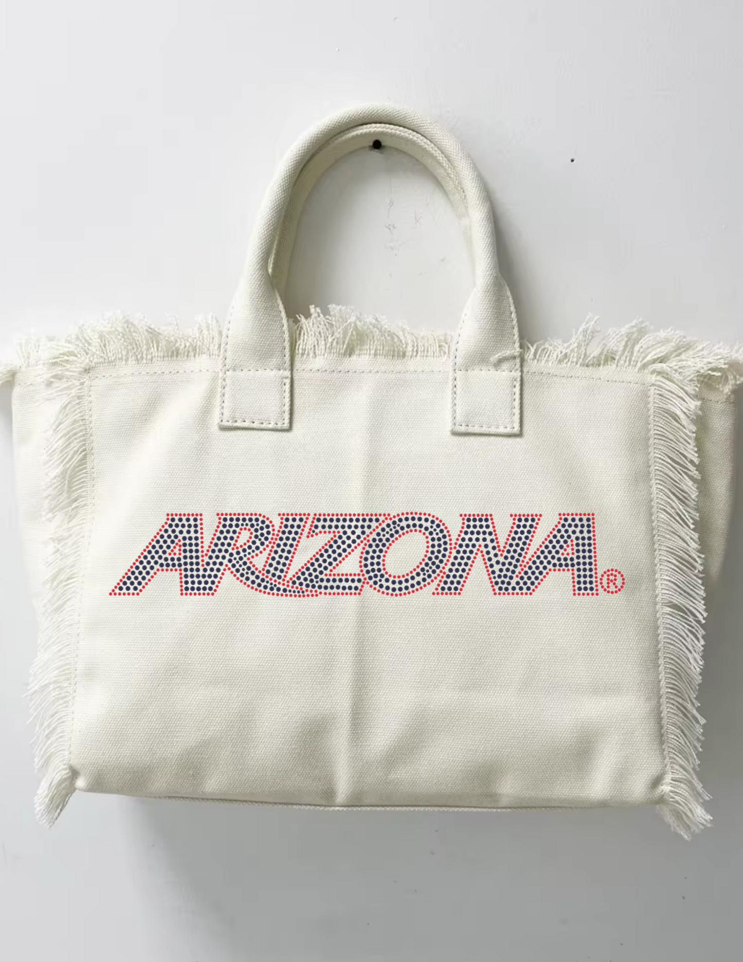 White Canvas Tote Bag, Univ of Arizona Blue & Red Arizona