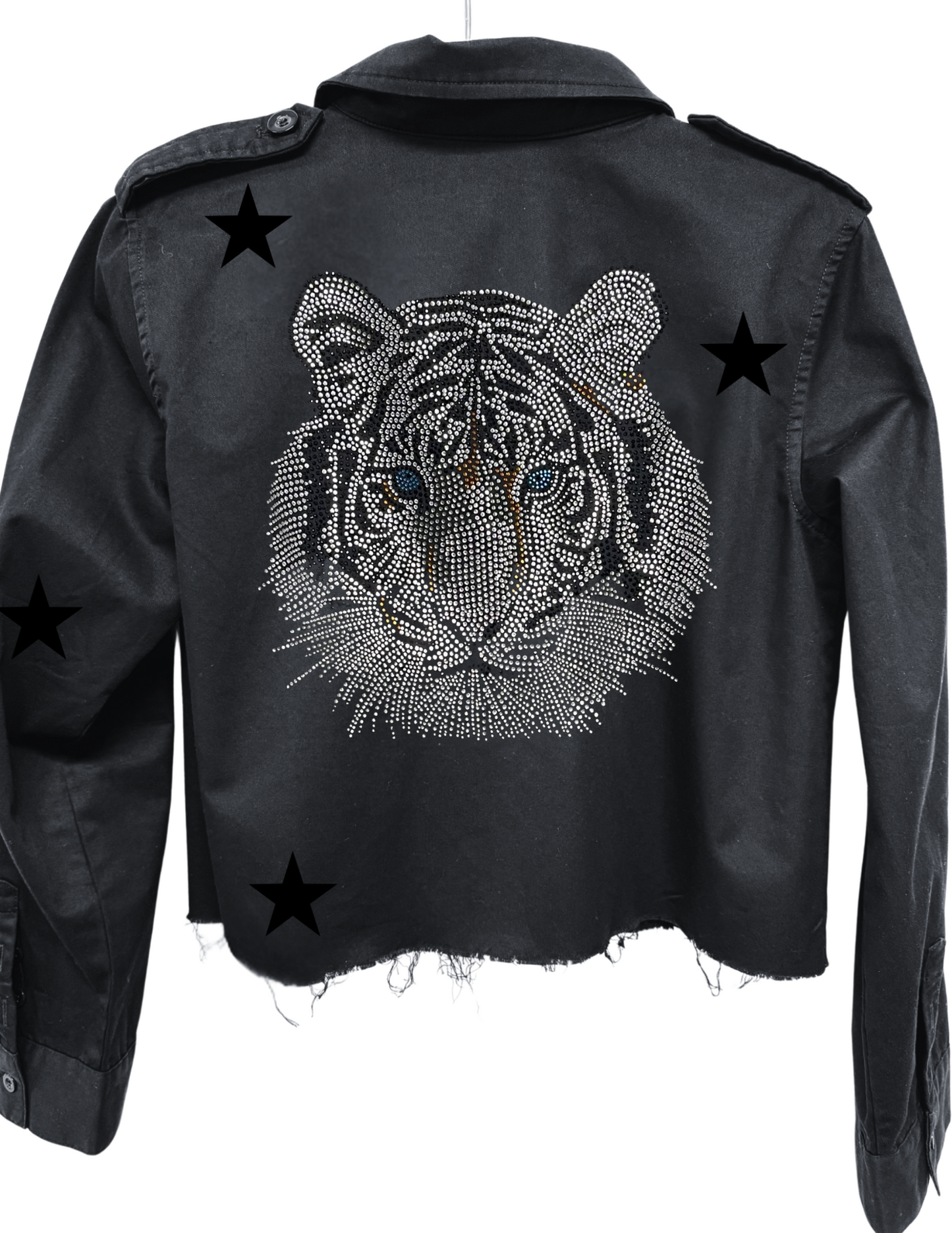 Shacket, Black, Silver Tiger