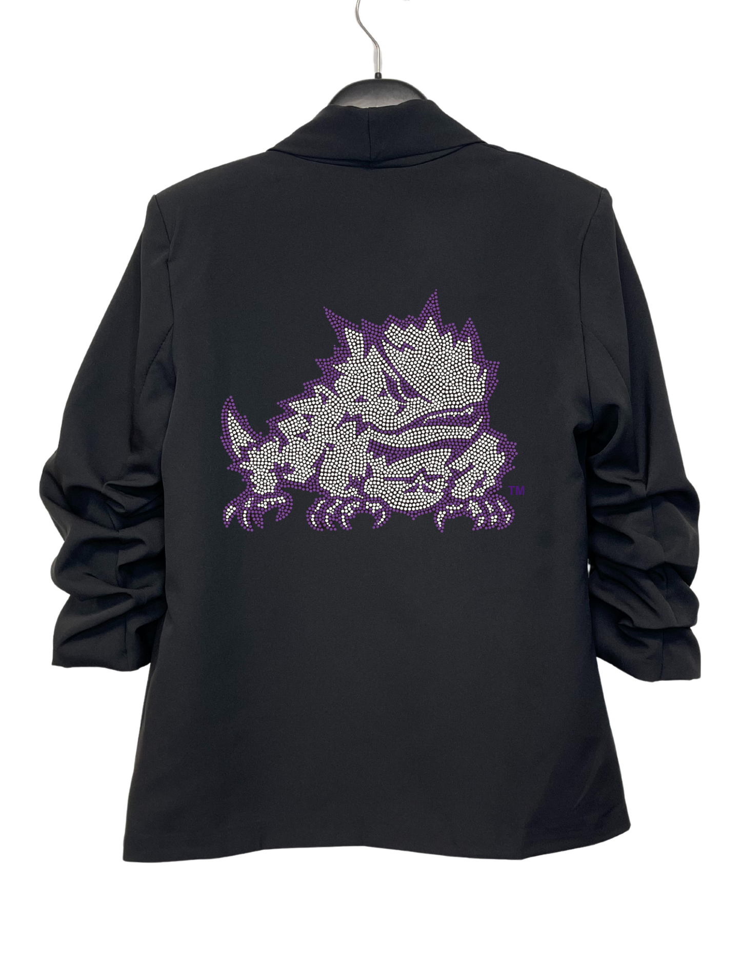 Licensed Game Day Blazer, Black Ruched, TCU Horned Frog