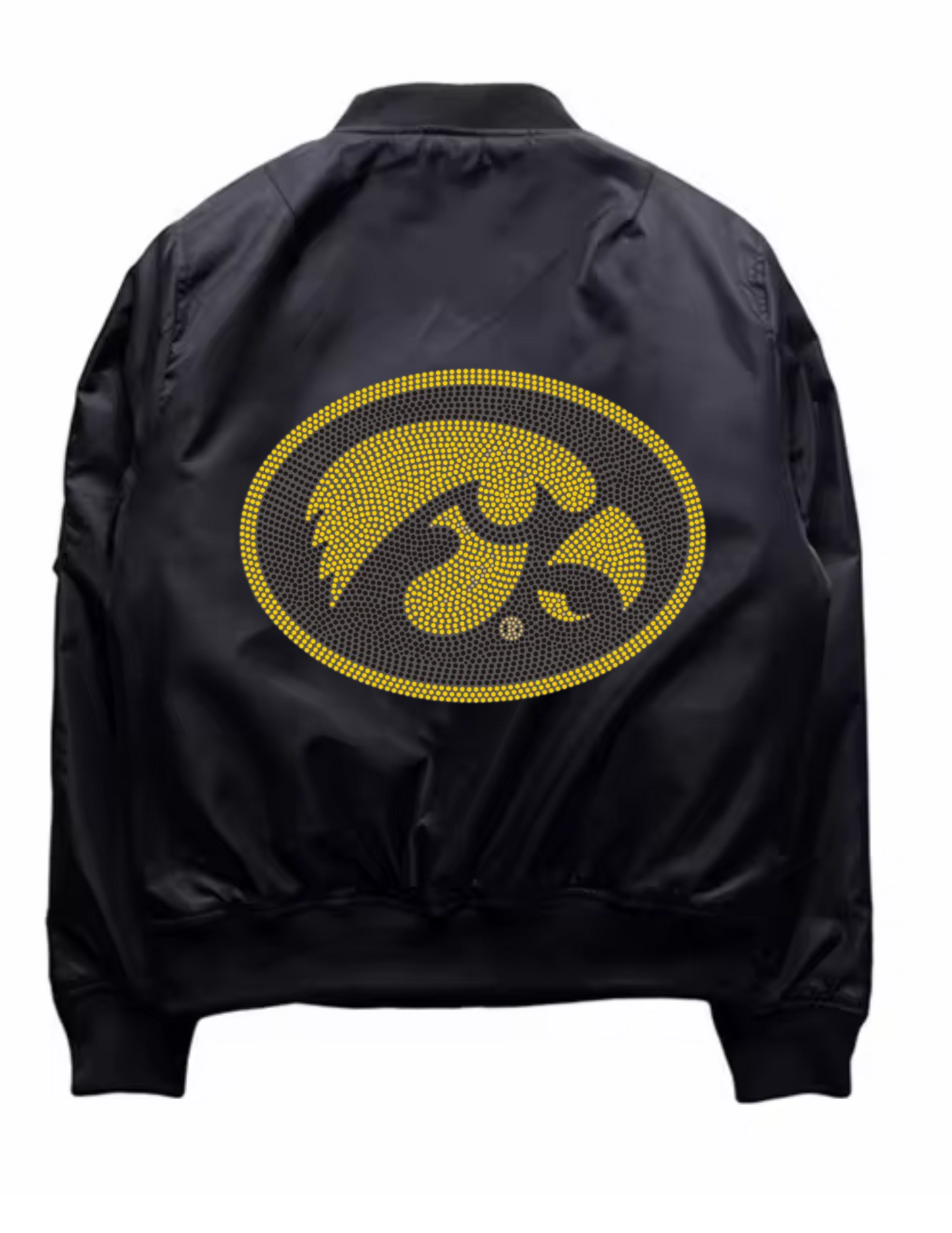 Licensed Game Day Jacket, Black Bomber, Univ of Iowa Oval Tigerhawk