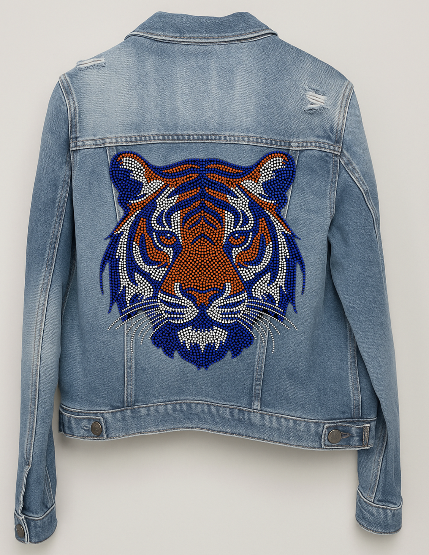 Jacket, Blue Denim, Orange & Navy Tiger