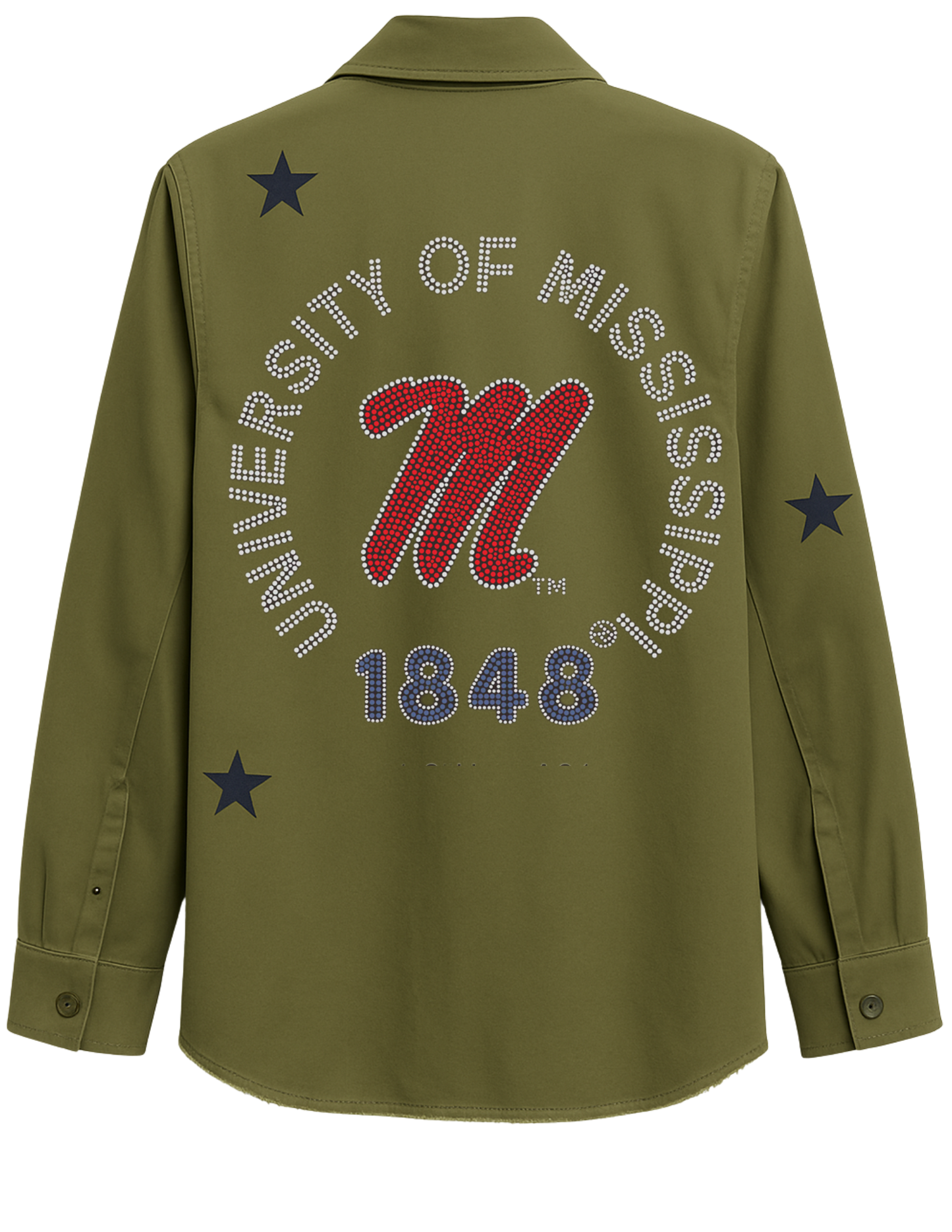 Licensed Game Day Shacket, Army Green, Ole Miss Est 1848