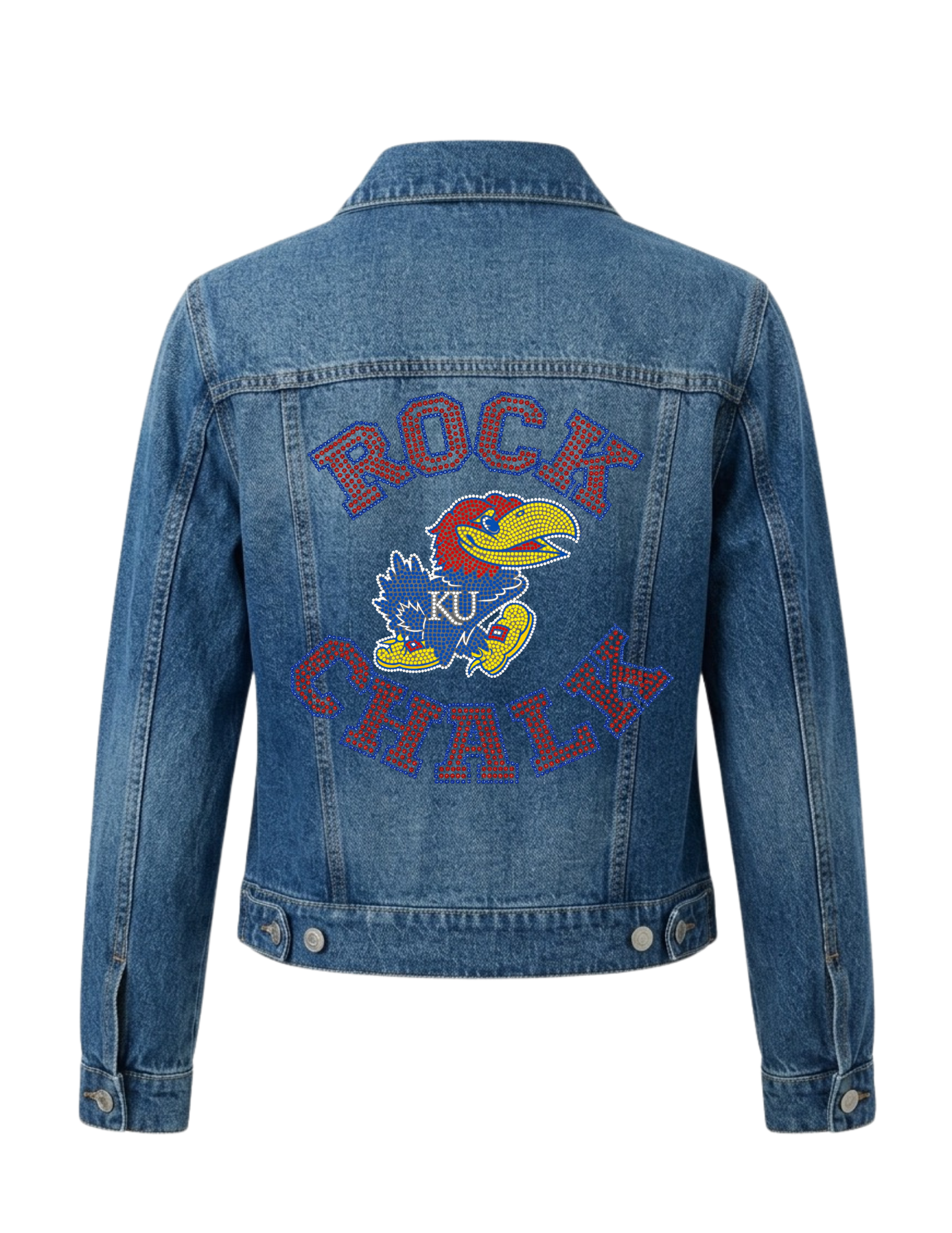 University of Kansas Jayhawk Rock Chalk Blue Denim Jacket