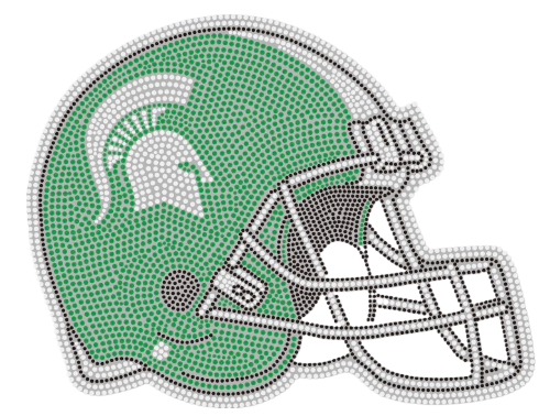 Game Day Appliqué, Crystal, Michigan State Helmet