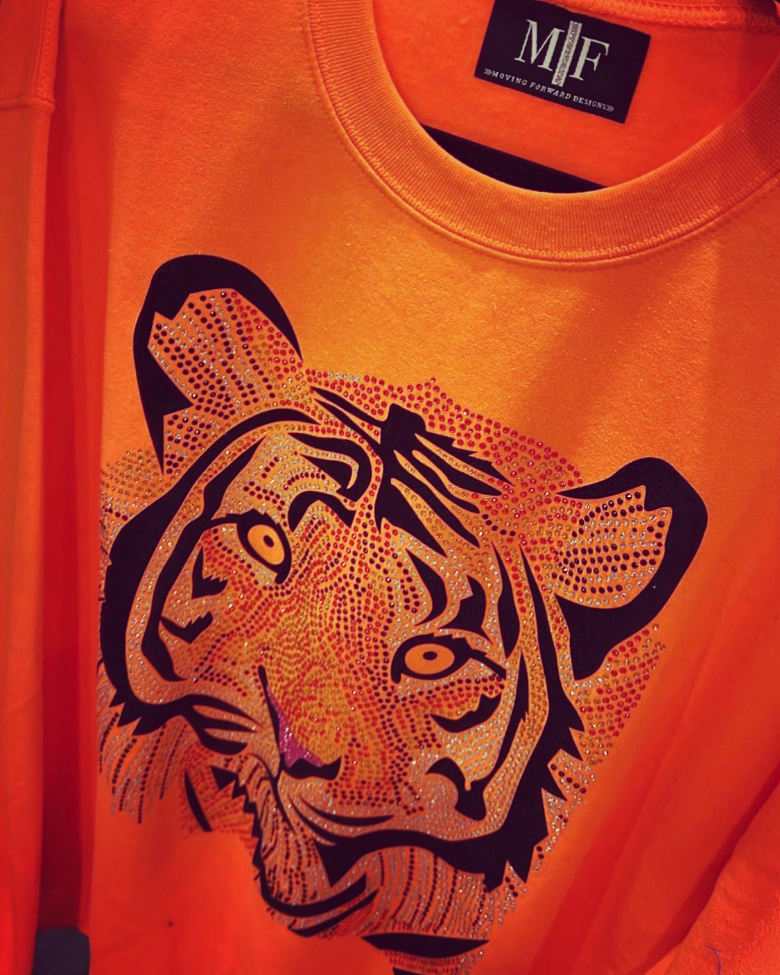 Sweatshirt, Crewneck Orange, Tiger Face
