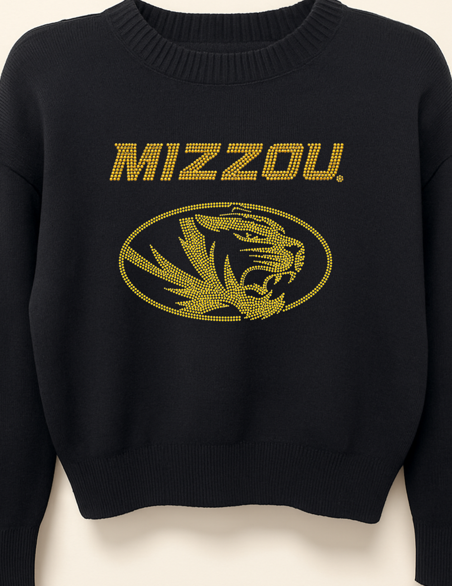 University of Missouri Mizzou Gold Tiger Black Crewneck Sweater