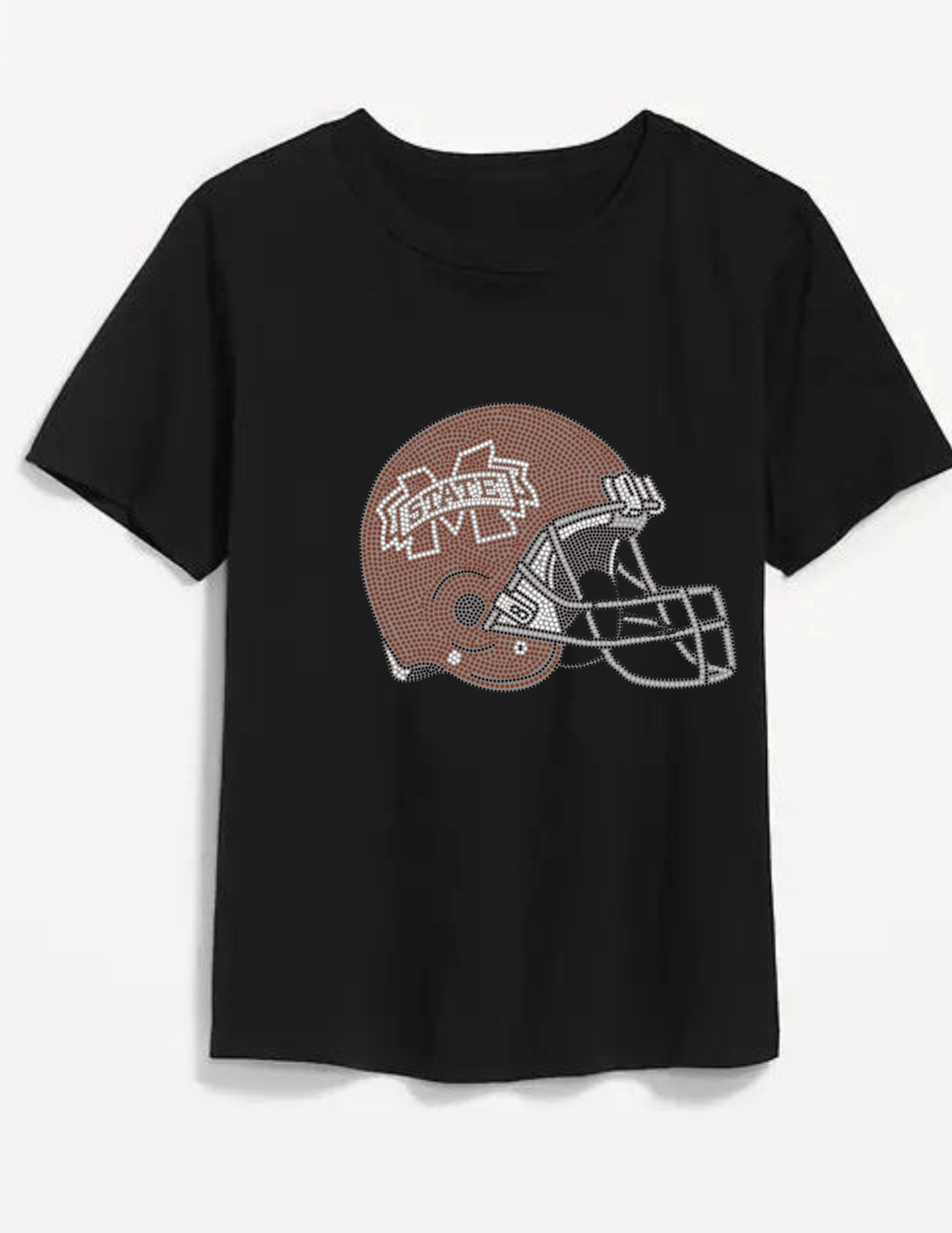 Licensed Game Day T-Shirt, Black Short Sleeve Crewneck, Mississippi State Helmet