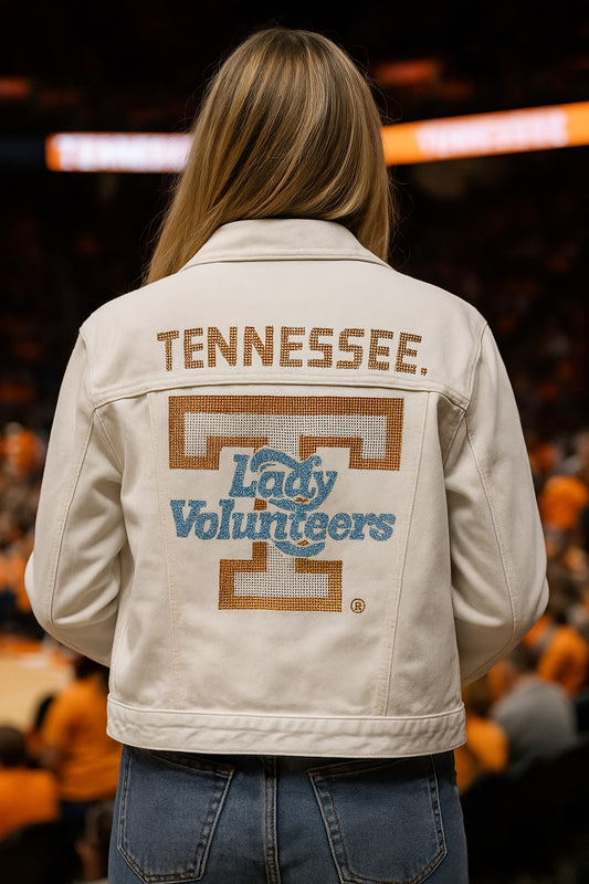 Licensed Game Day Jacket, White Denim, Tennessee Lady Vols T