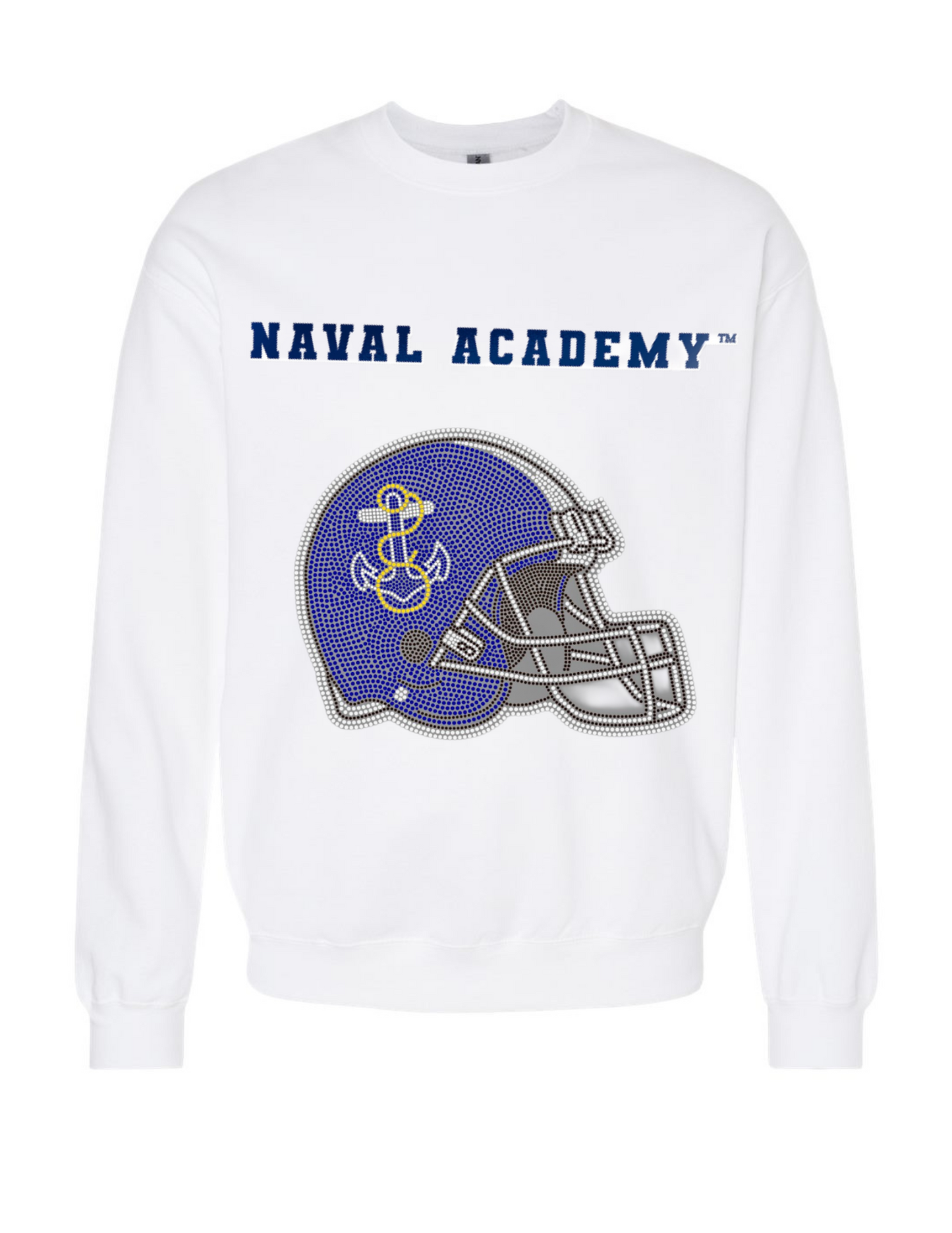 Game Day Sweatshirt, Crewneck White, Naval Academy Helmet