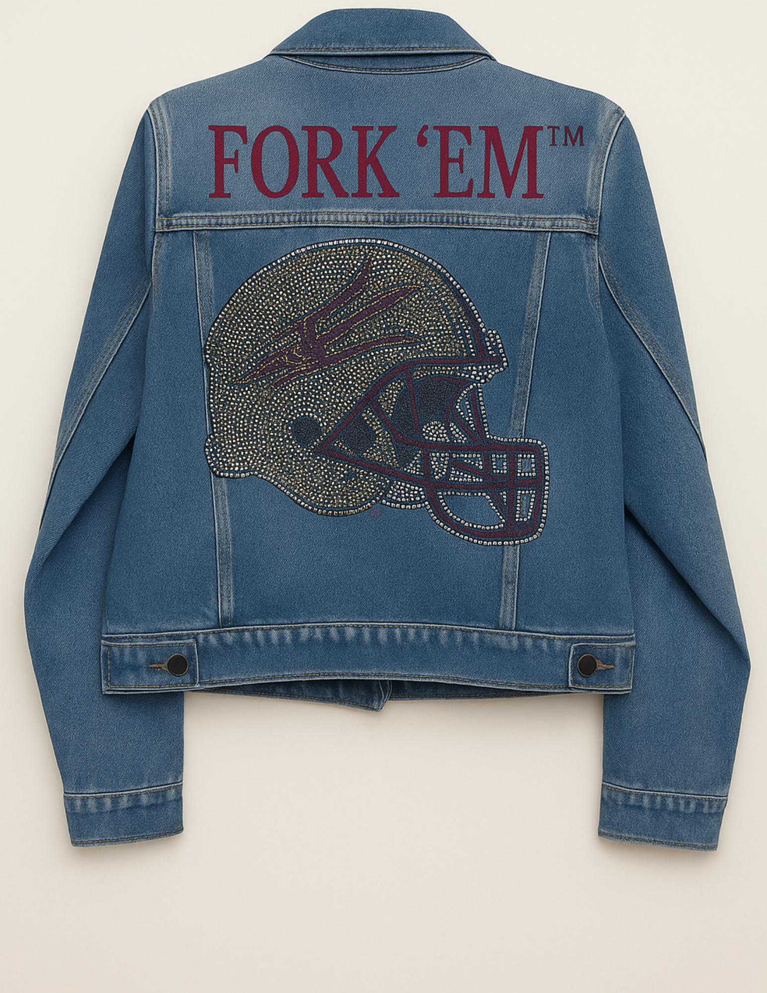 Arizona State Gray Crewneck Fork Denim Jacket