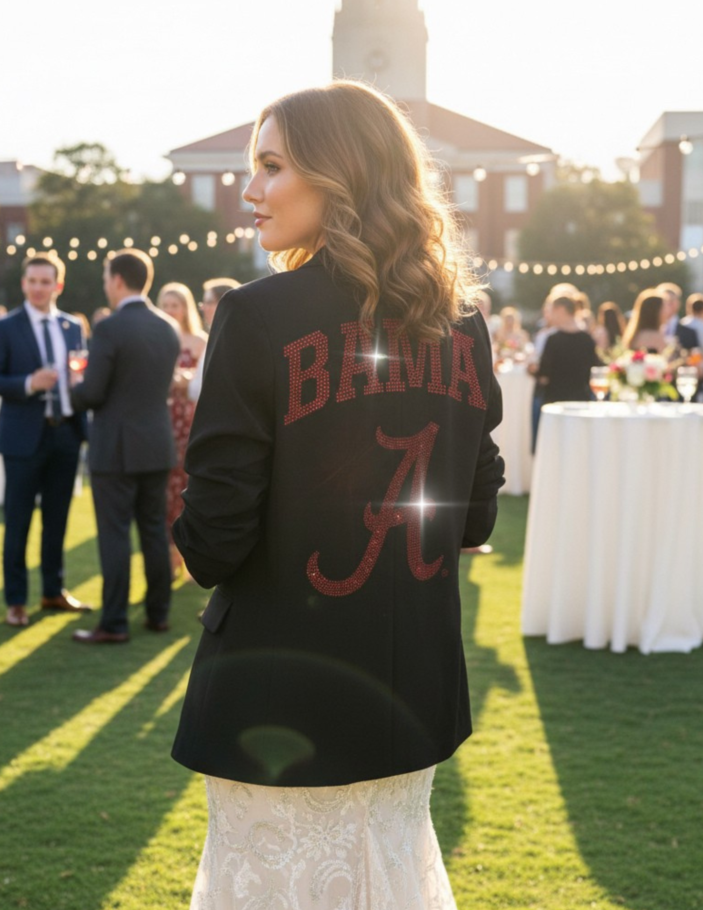 University of Alabama Bama & A Logo Ruched Black Blazer