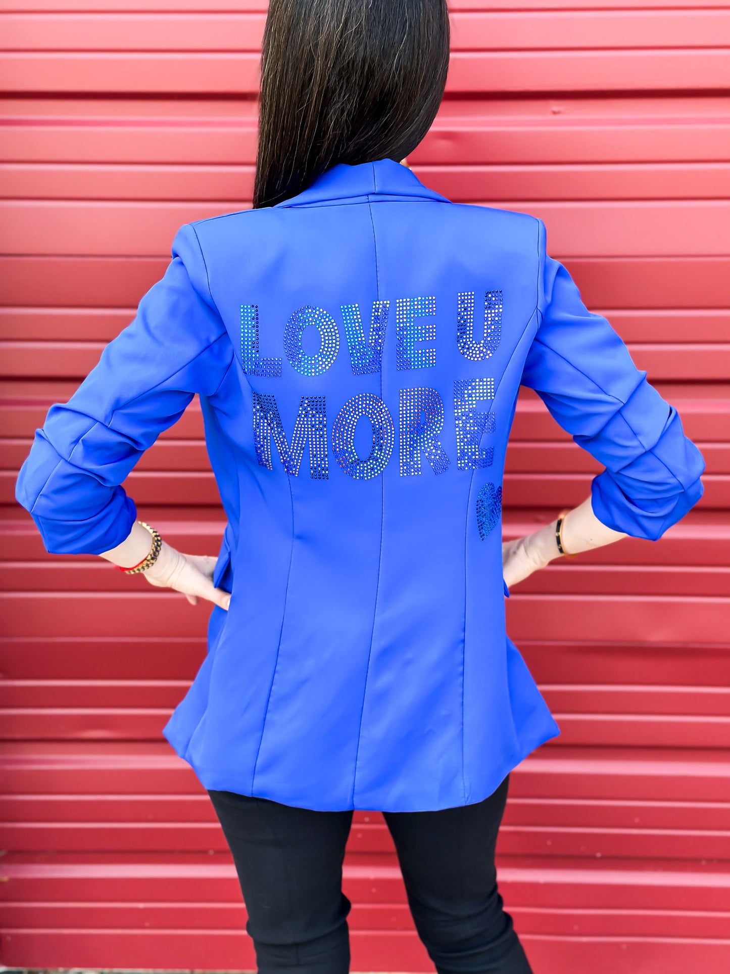 Love U More Royal Blue Ruched Blazer