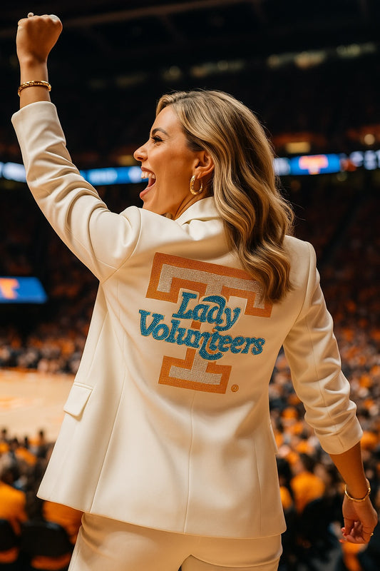 Licensed Game Day Blazer, Ruched White, Tennessee Vols Lady Volunteers T