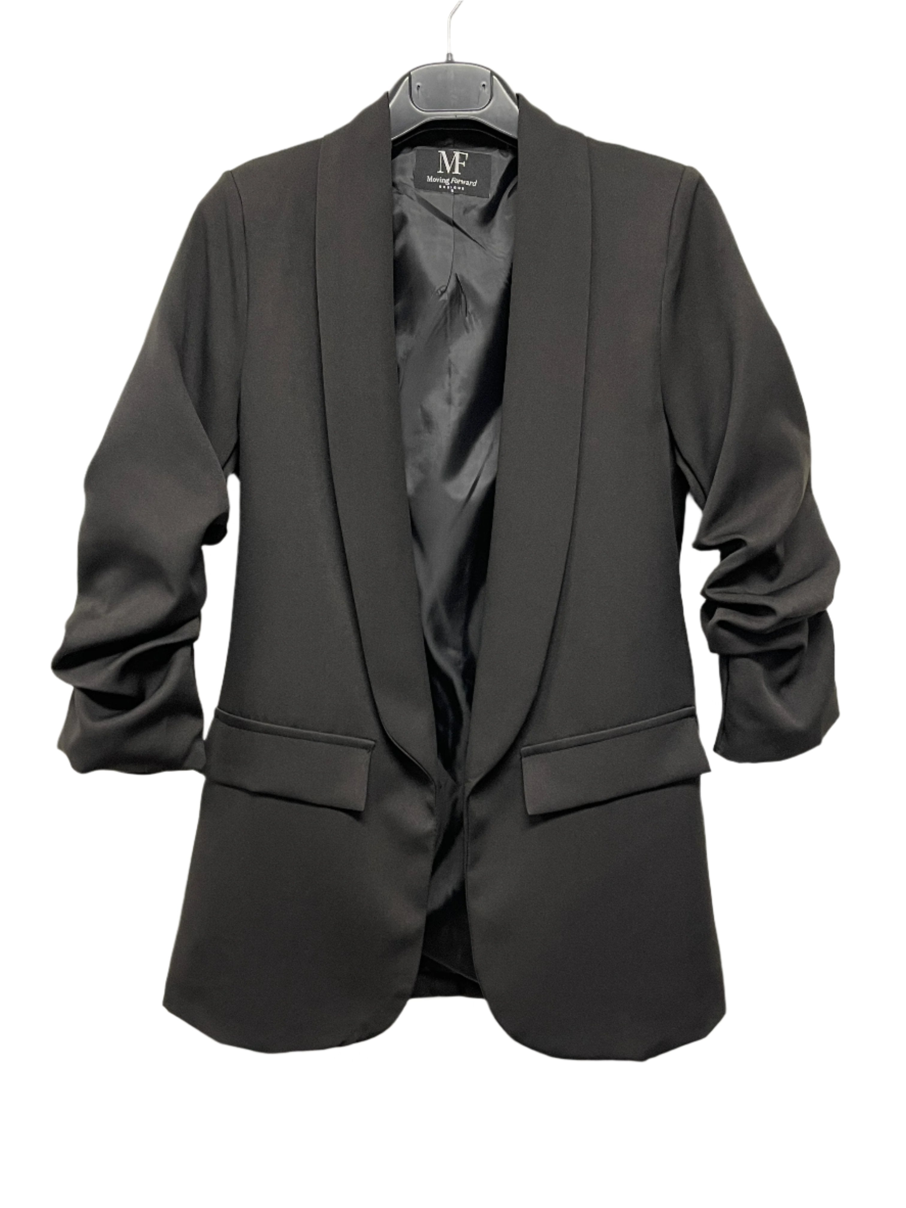 Vanderbilt Curve Gold & Silver V Black Ruched Blazer