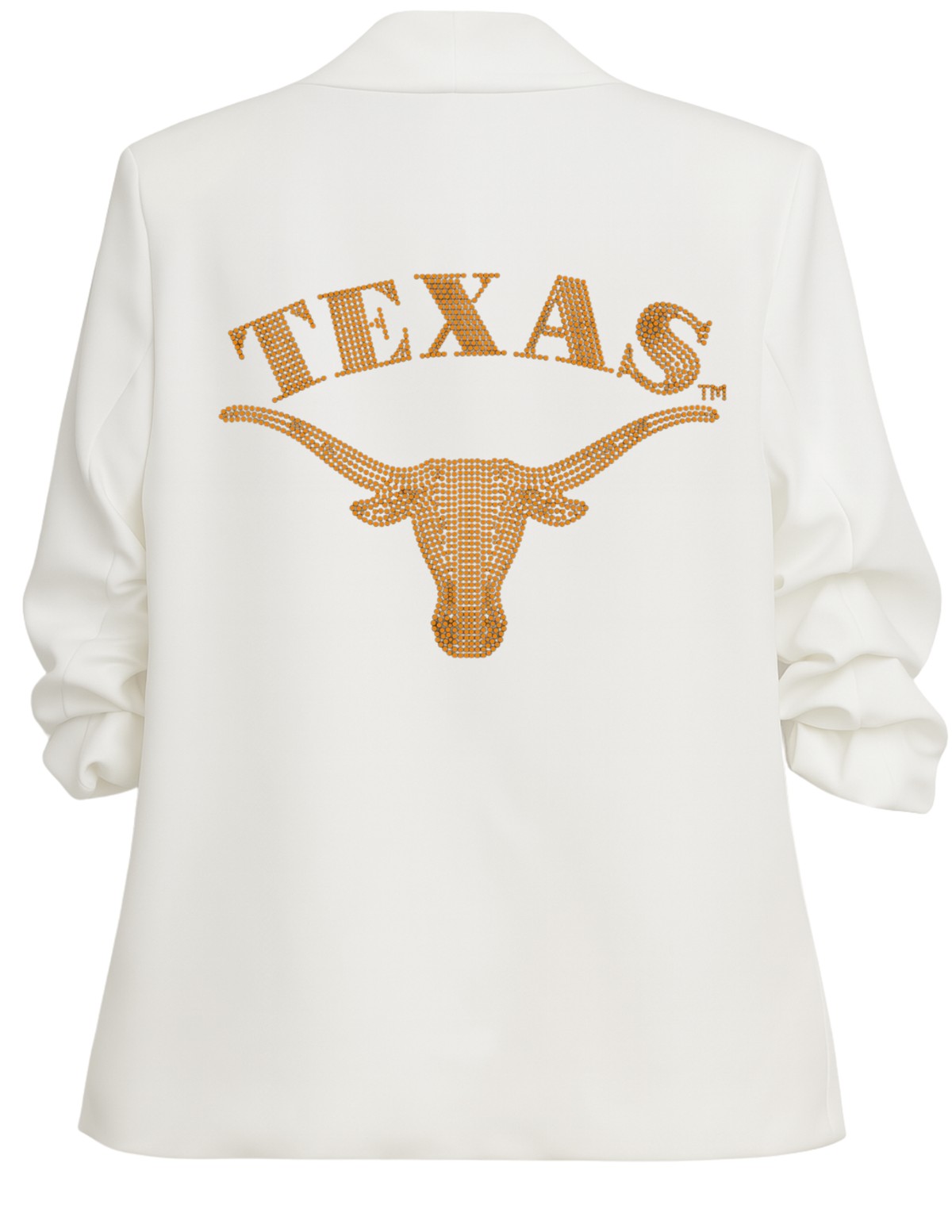 University of Texas-Austin Longhorn White Ruched Sleeve Blazer