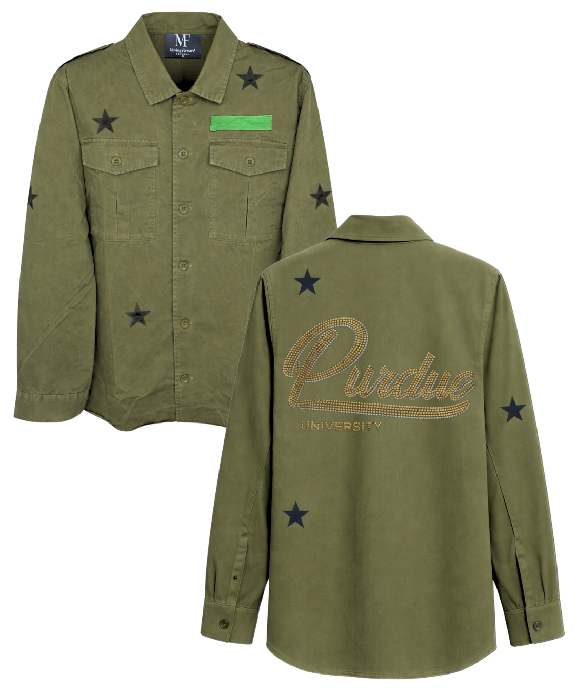 Purdue University Script Army Green Shacket