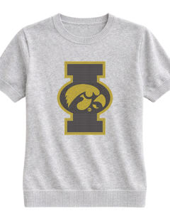 University of Iowa Block I with Tigerhawk Gray Short Sleeve Sweater, view 2