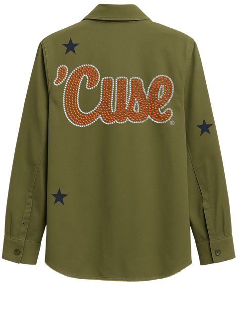 Syracuse 'Cuse Script Army Green Shacket