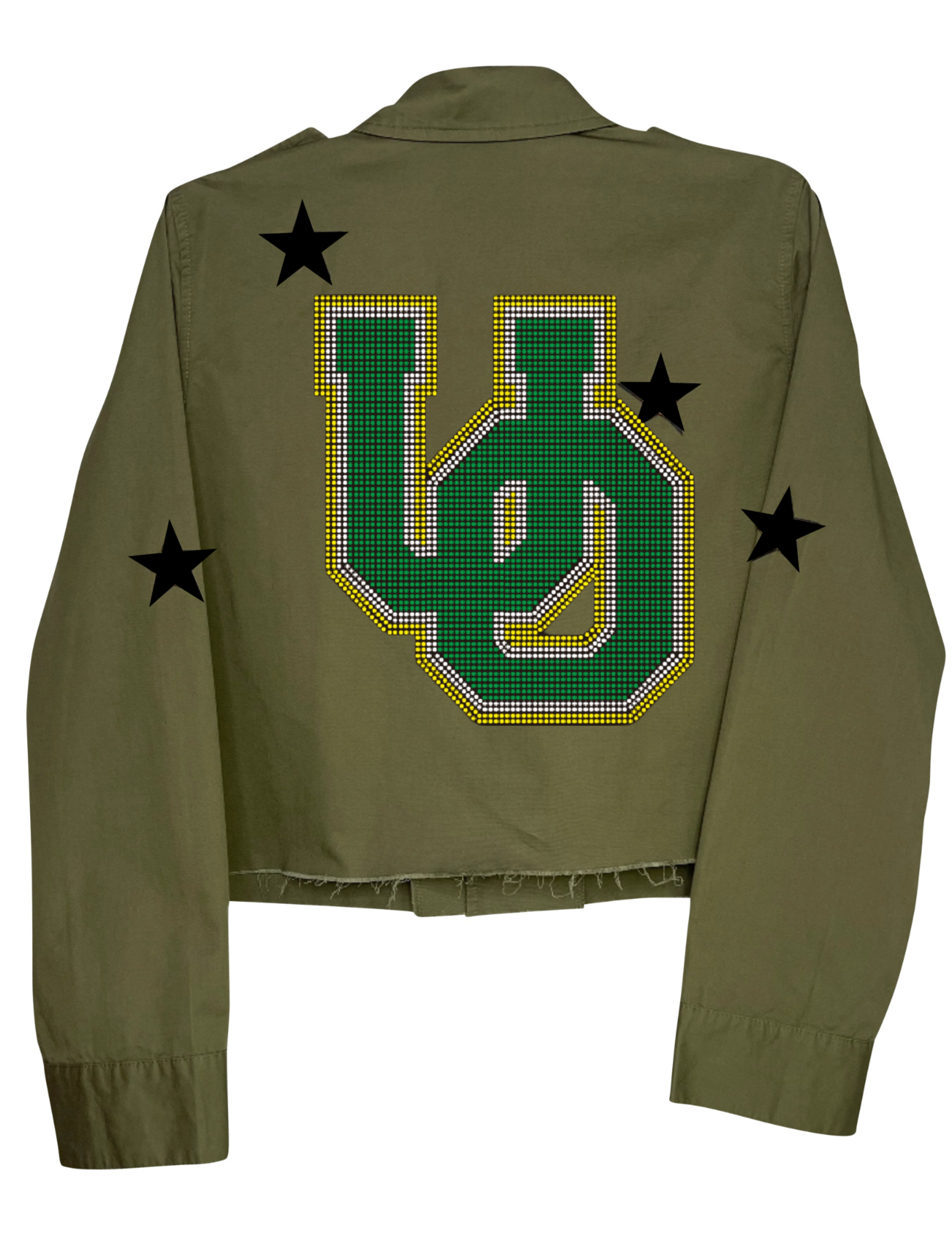 University Of Oregon Large Interlocking UO Army Green Shacket