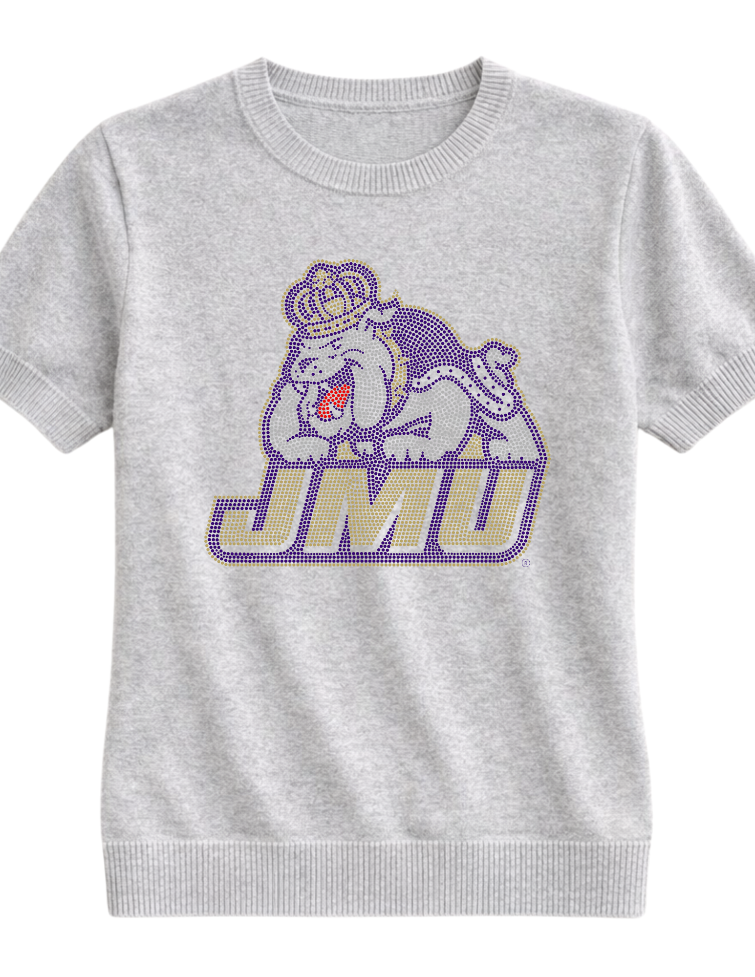 James Madison Bulldog JMU Gray Short Sleeve Sweater