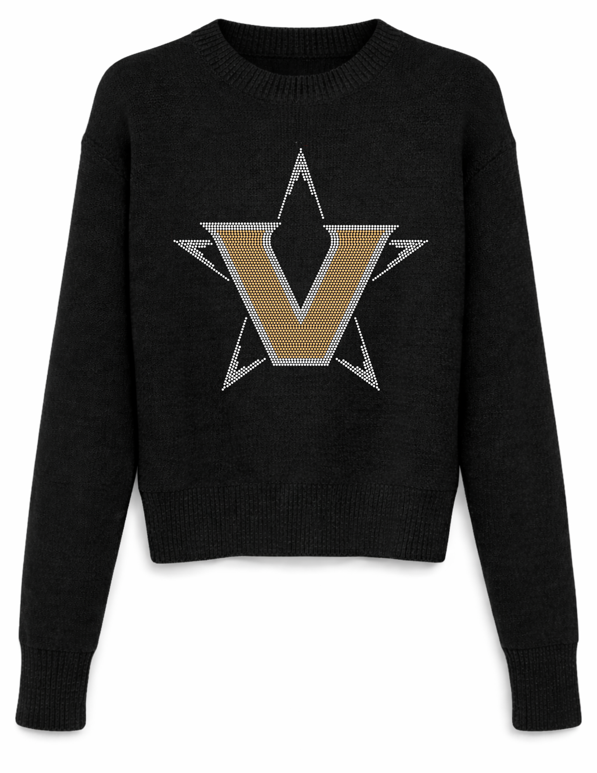 Vanderbilt University Star V Black Crewneck Sweater
