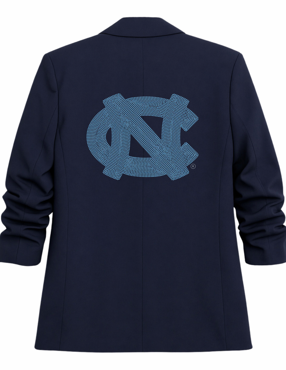 University of North Carolina Interlocking NC Navy Ruched Sleeve Blazer