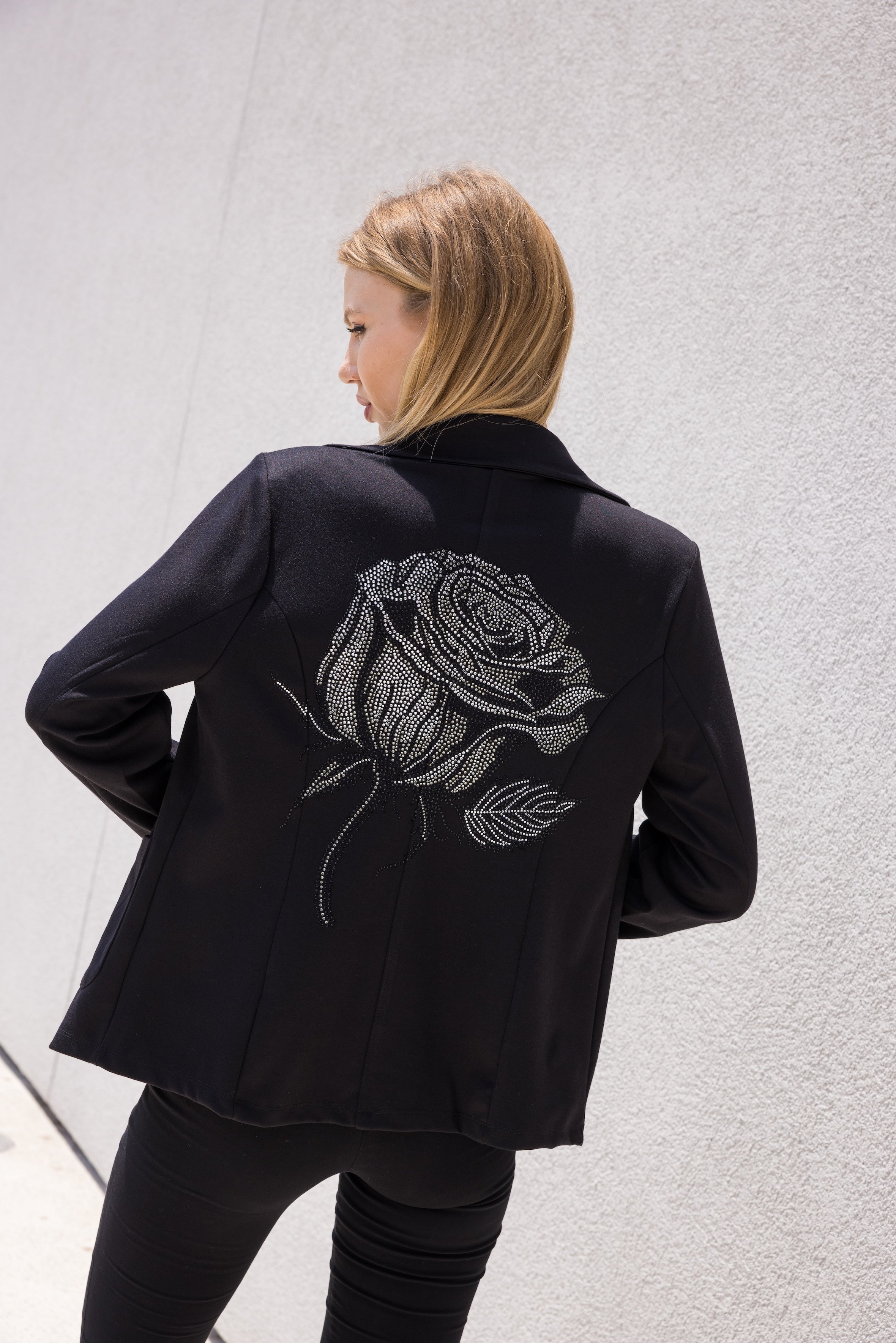 Stretch Patch Pocket Black Gunmetal Rose Blazer