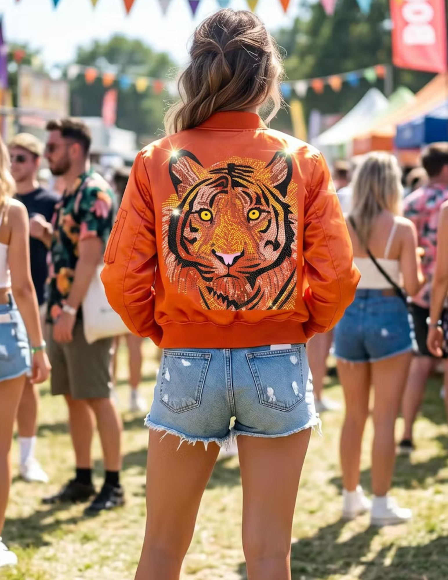 Crystal Tiger Face Orange Bomber